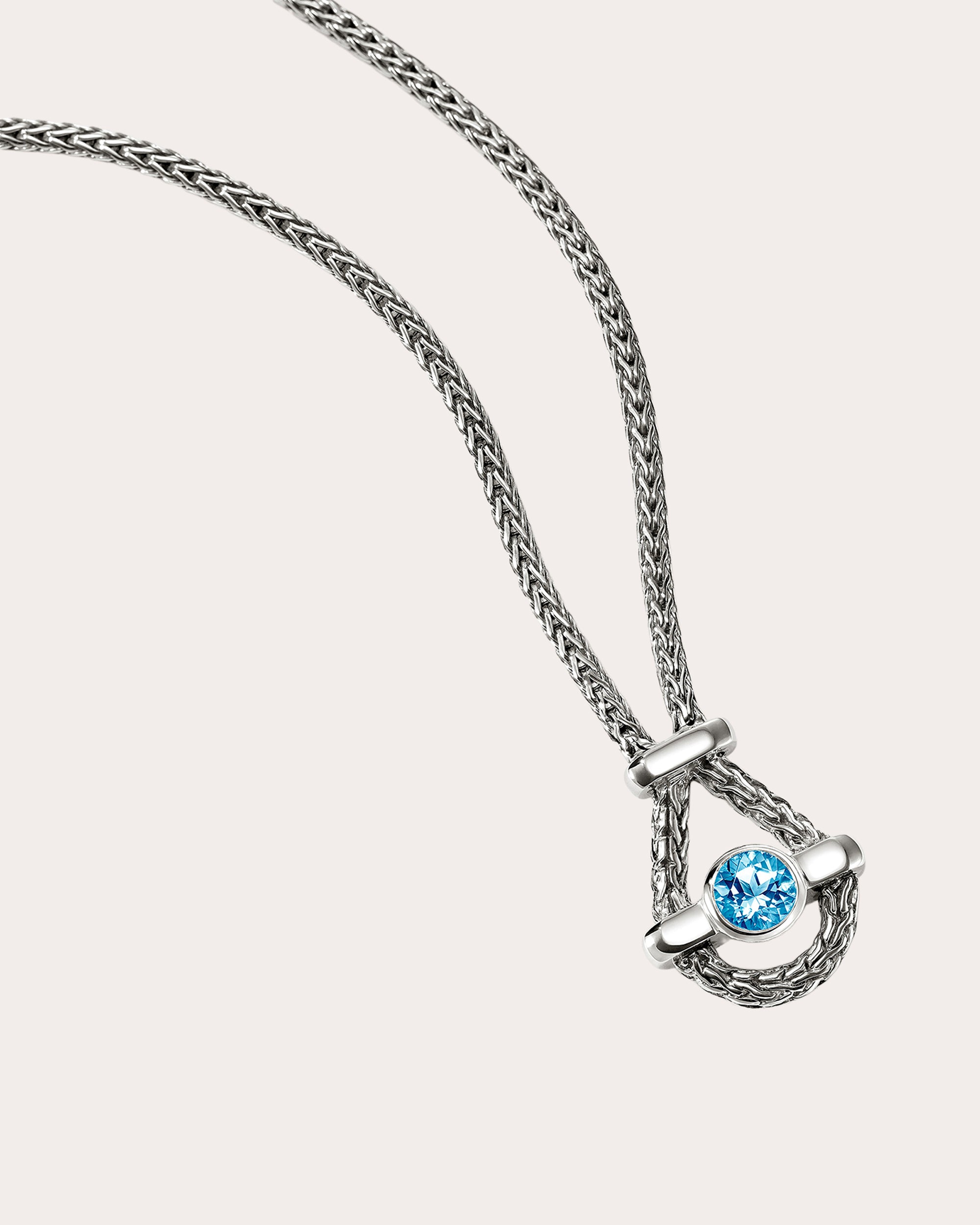 Swiss Blue Topaz Icon Pendant Necklace