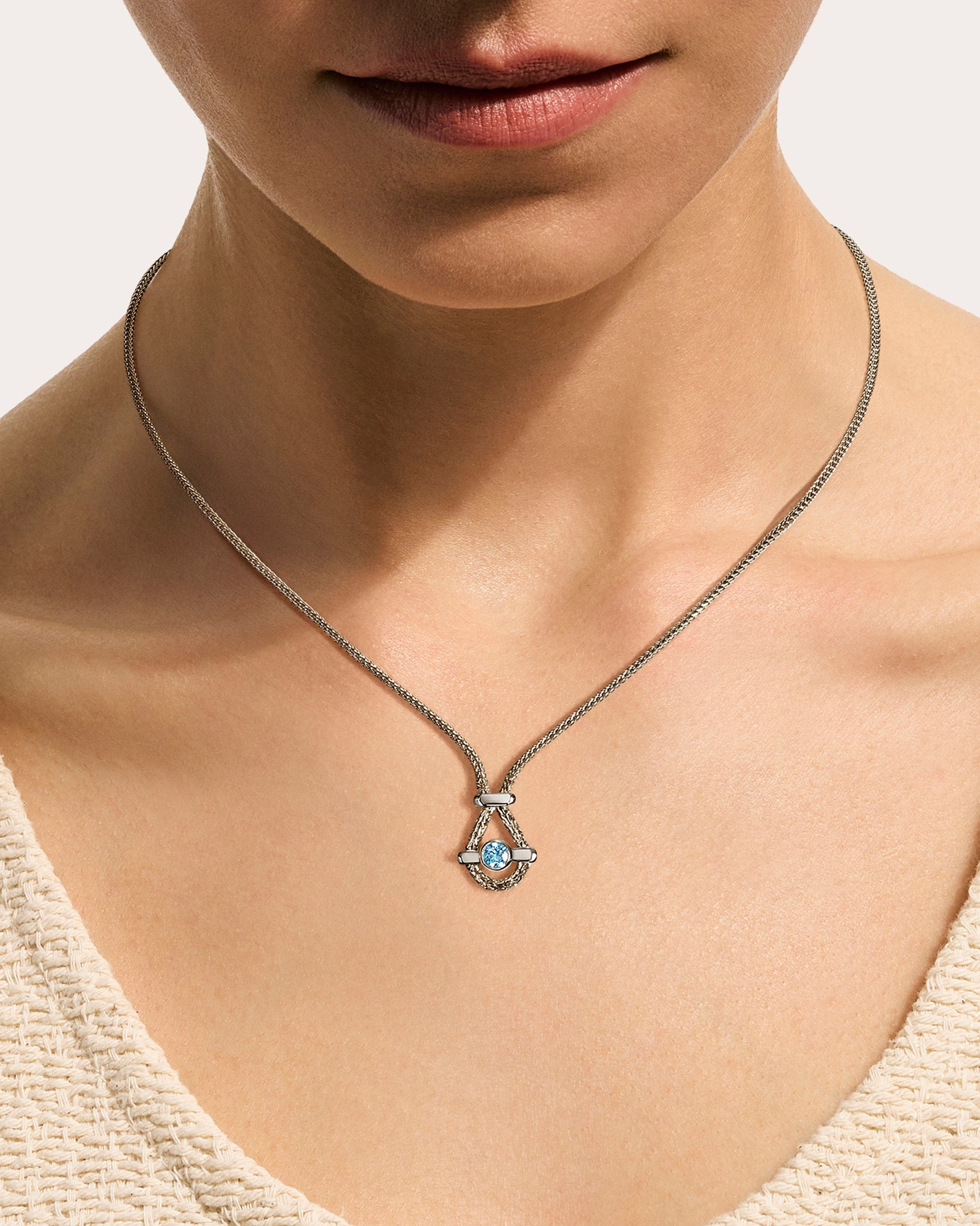 Swiss Blue Topaz Icon Pendant Necklace