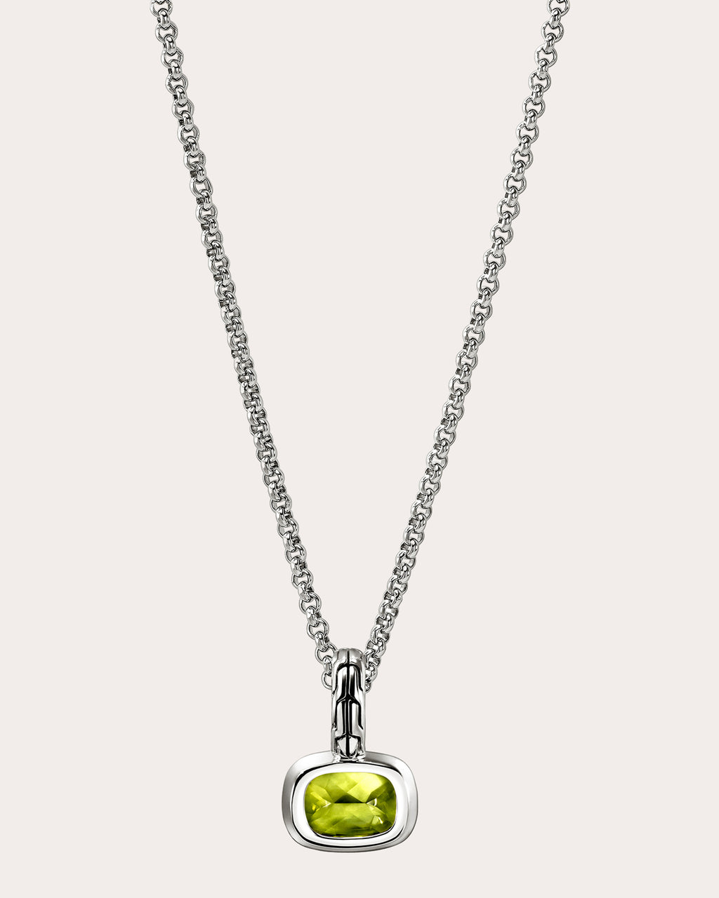 Peridot & Diamond Heishi Gem Pendant Necklace
