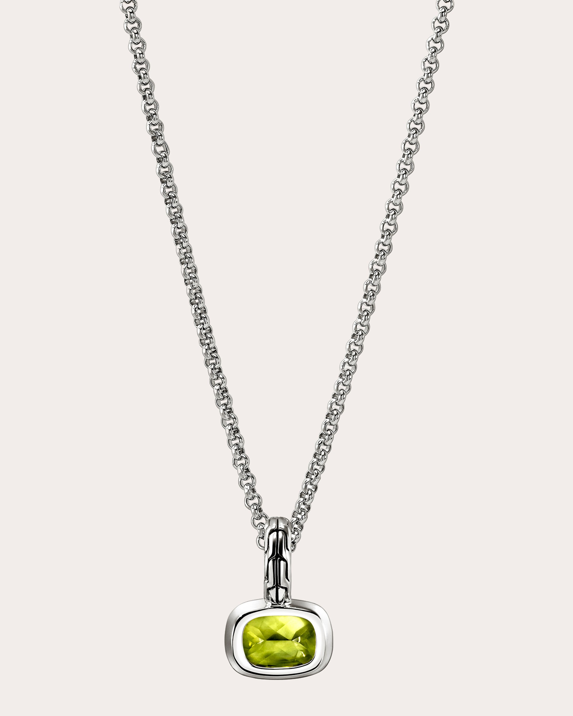 Peridot & Diamond Heishi Gem Pendant Necklace