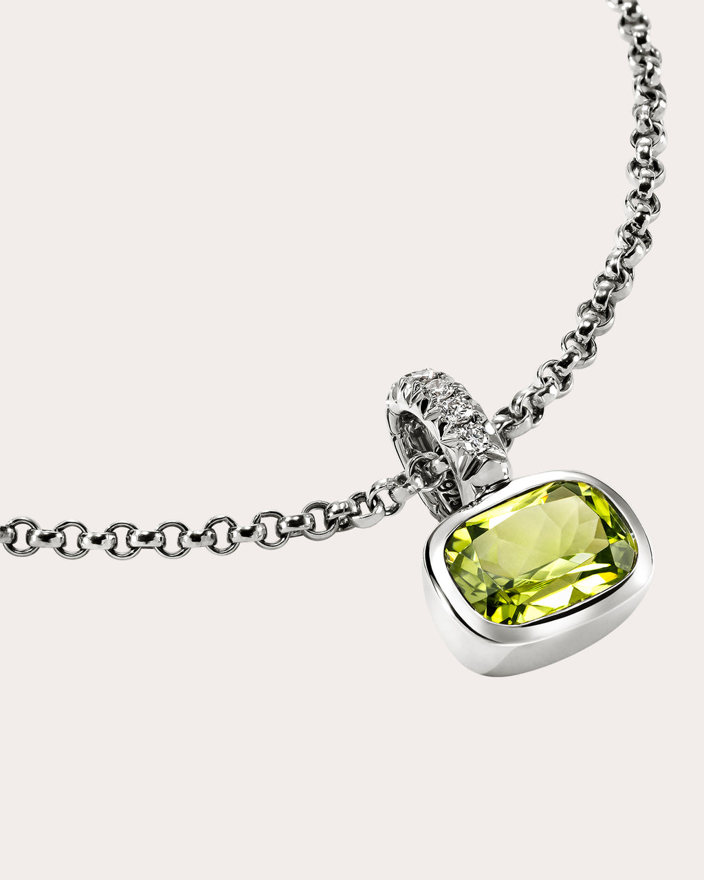 Peridot & Diamond Heishi Gem Pendant Necklace