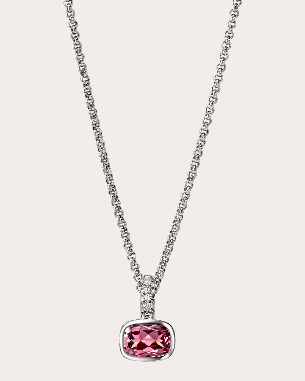 Rhodolite & Diamond Heishi Gem Pendant Necklace