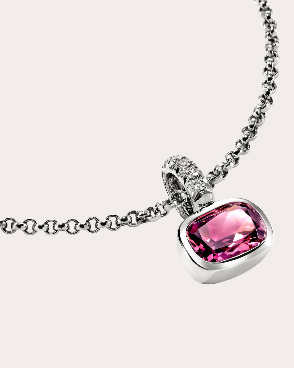 Rhodolite & Diamond Heishi Gem Pendant Necklace