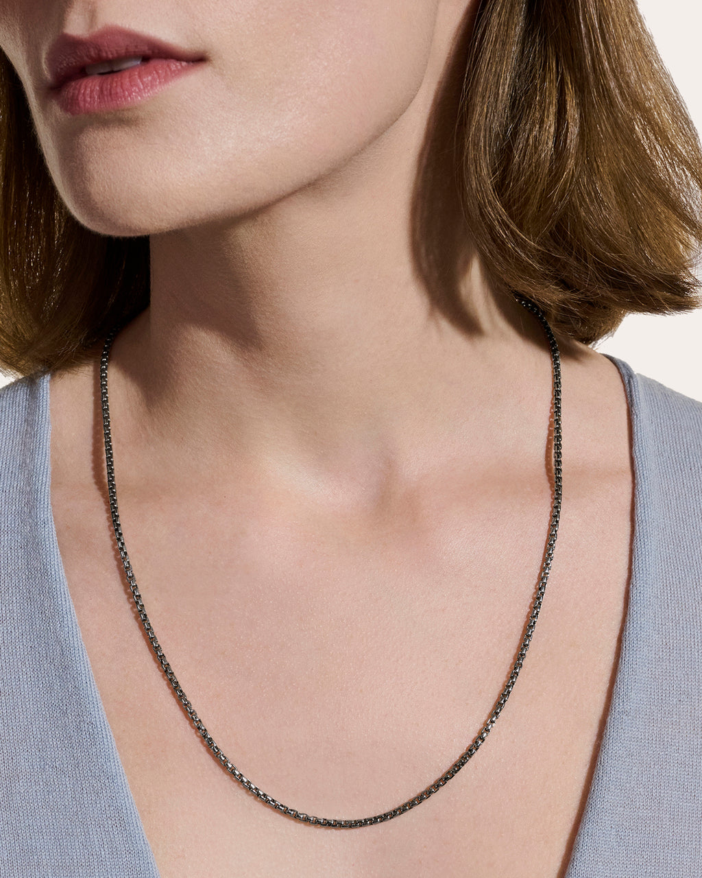 2.7mm Blackened Box Chain Necklace