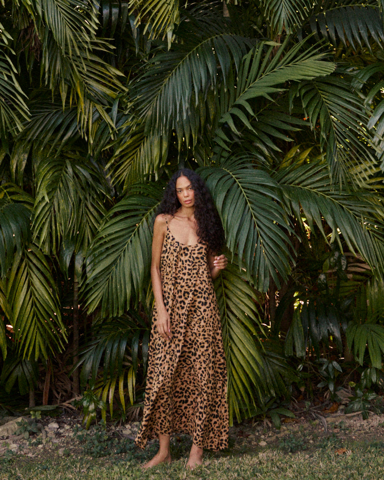 Heather Stripe Cotton Maxi Slip Dress | Olivela