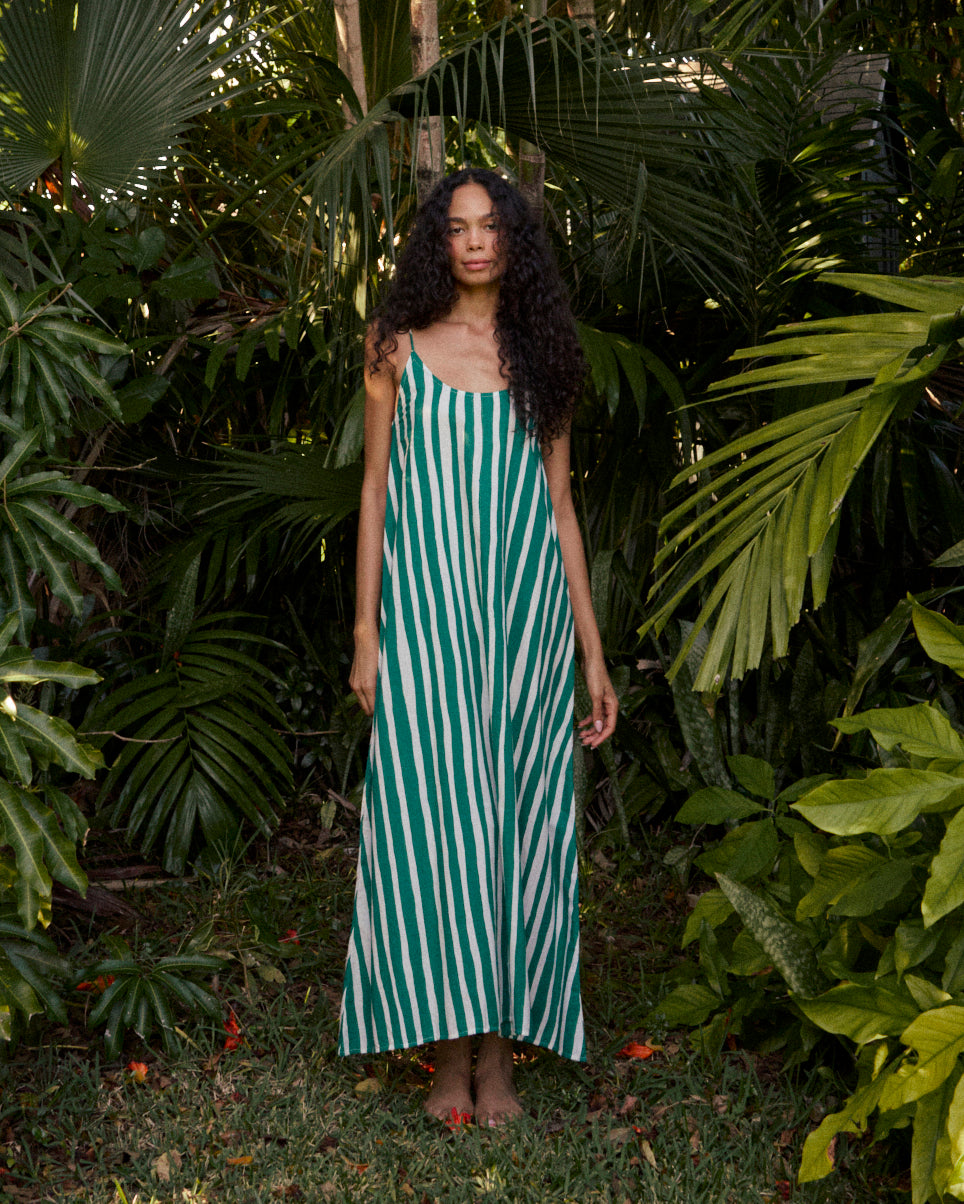 Heather Stripe Cotton Maxi Slip Dress | Olivela Heather Stripe Cotton Maxi Slip Dress | Olivela