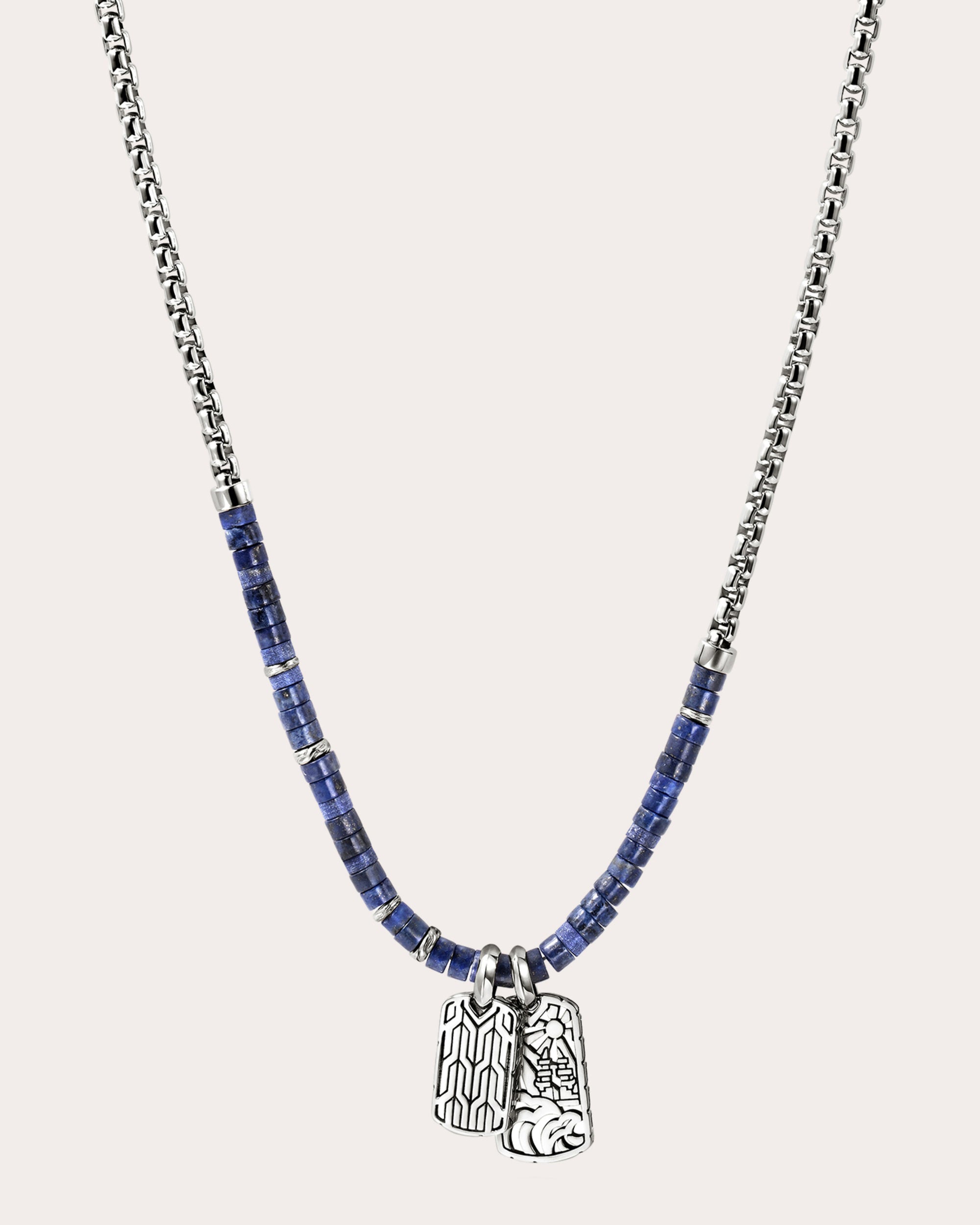 Lapis Lazuli Heishi Tag Pendant Necklace