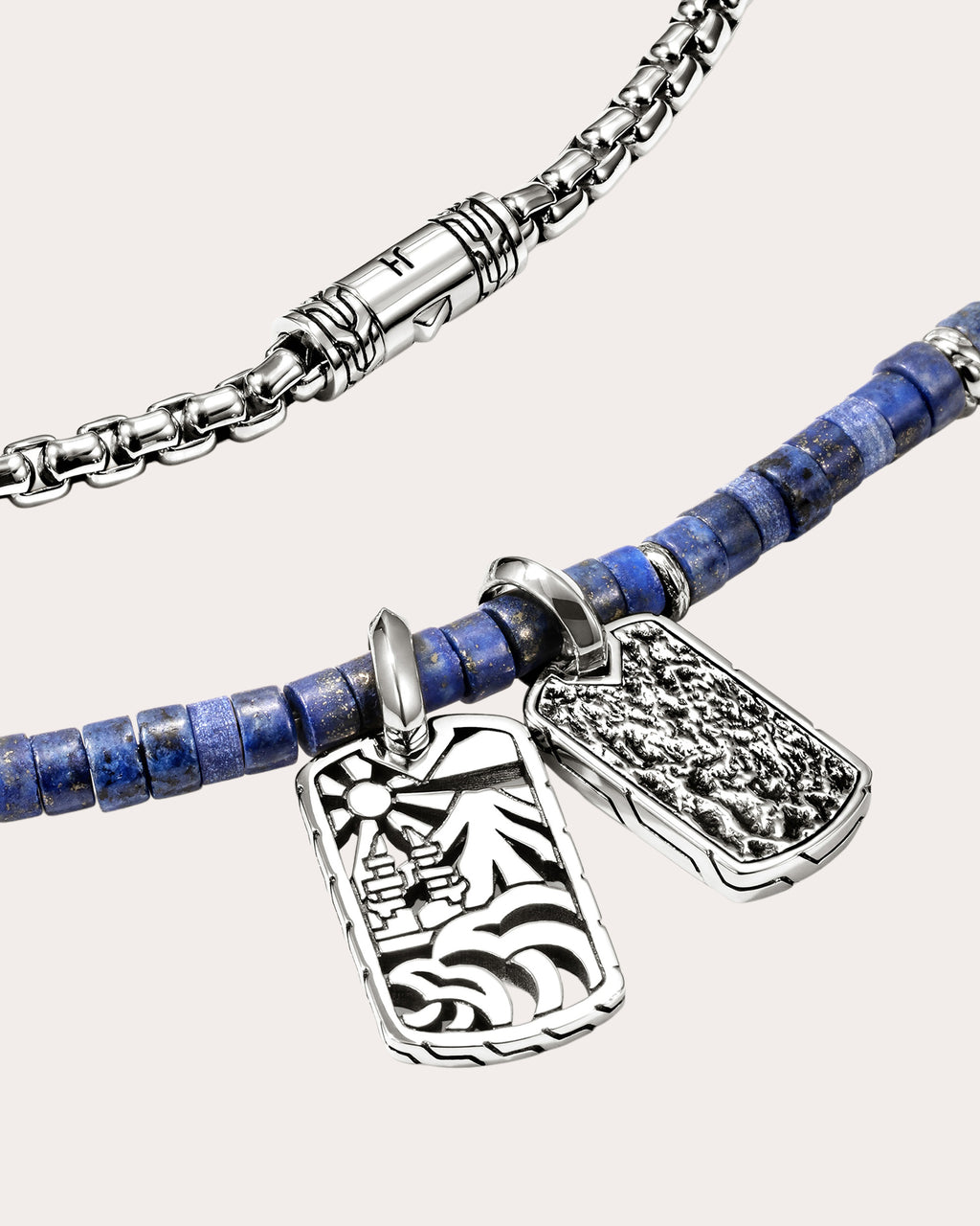 Lapis Lazuli Heishi Tag Pendant Necklace