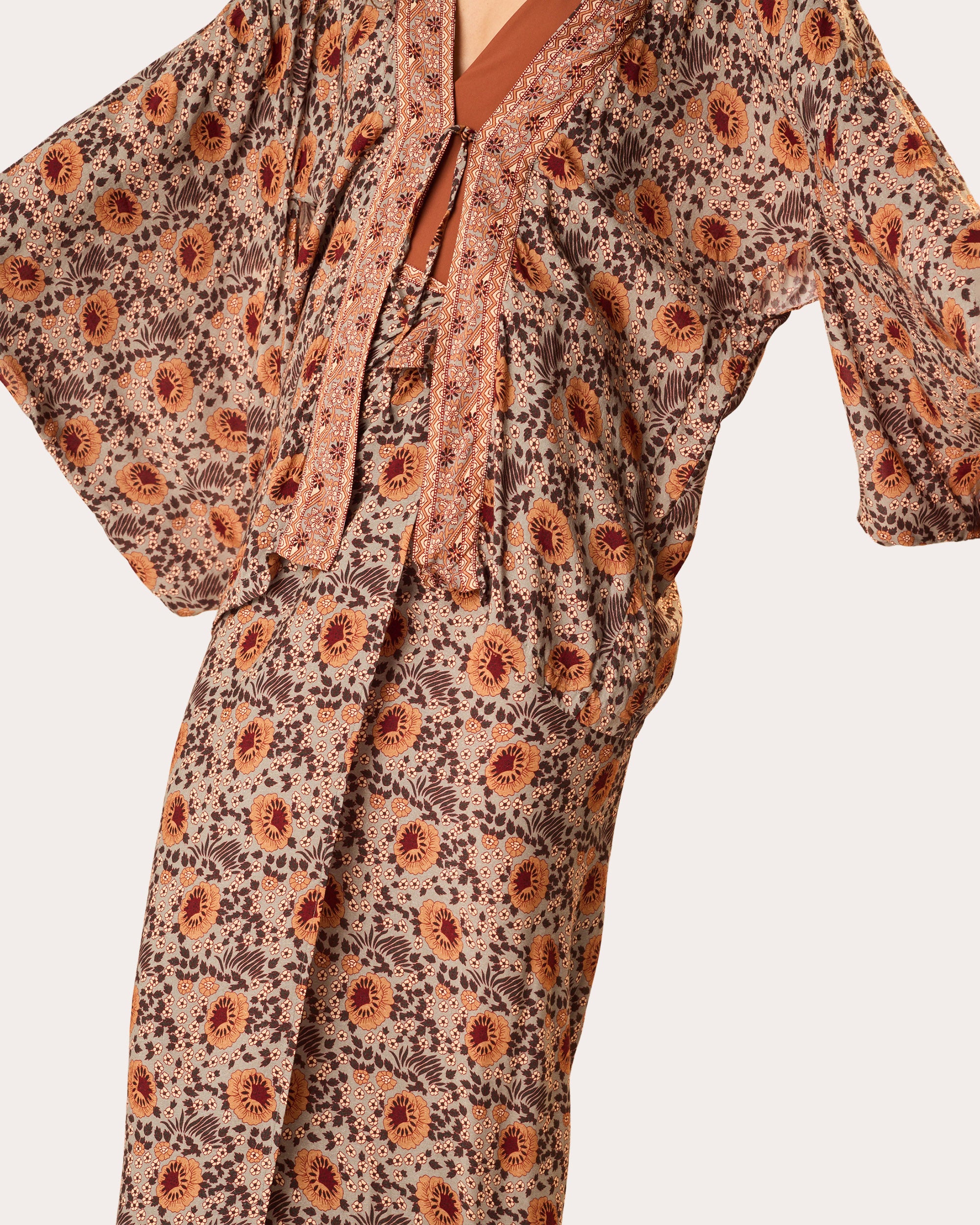 Marisa Floral Tie-Front Kimono