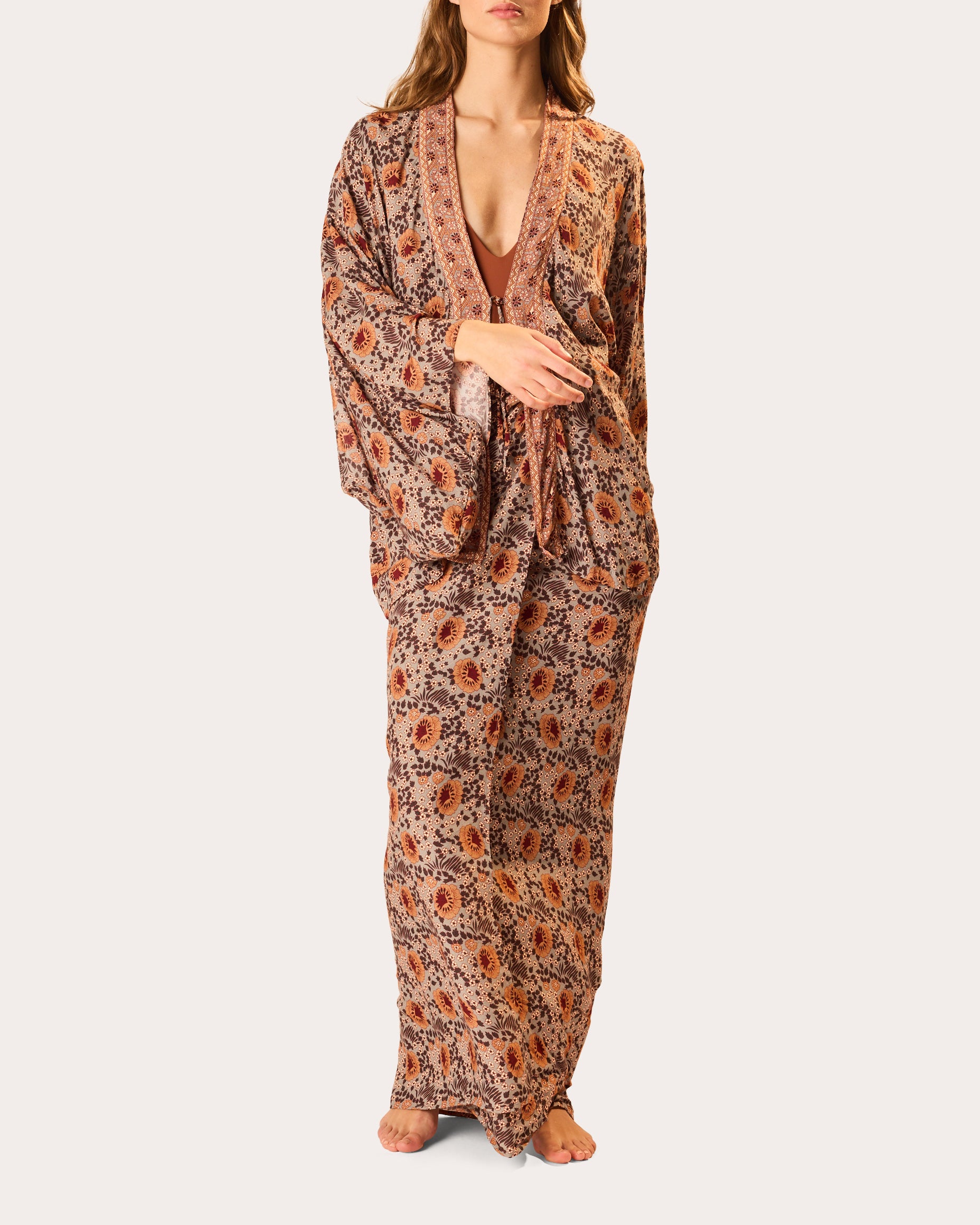 Marisa Floral Tie-Front Kimono