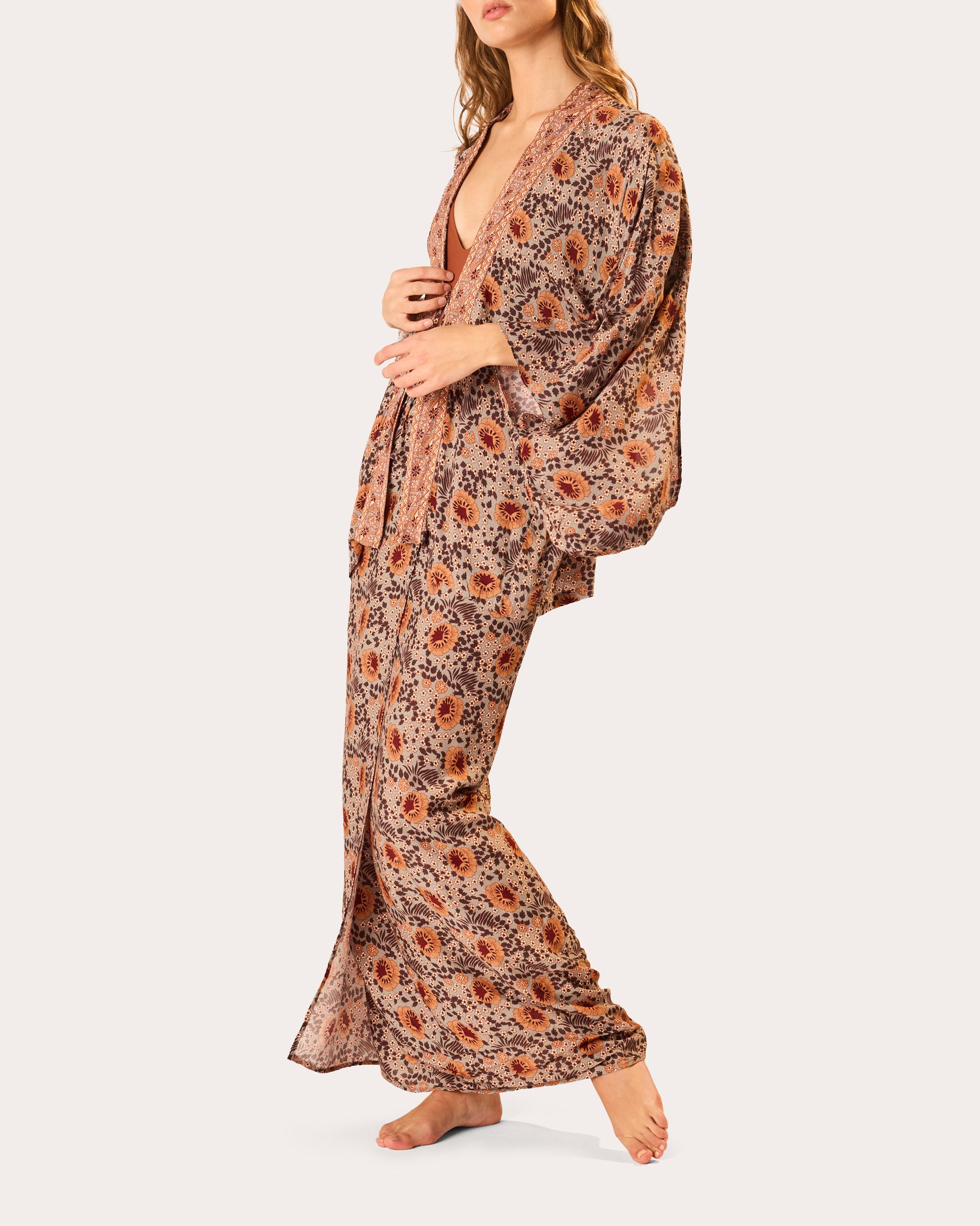 Marisa Floral Tie-Front Kimono