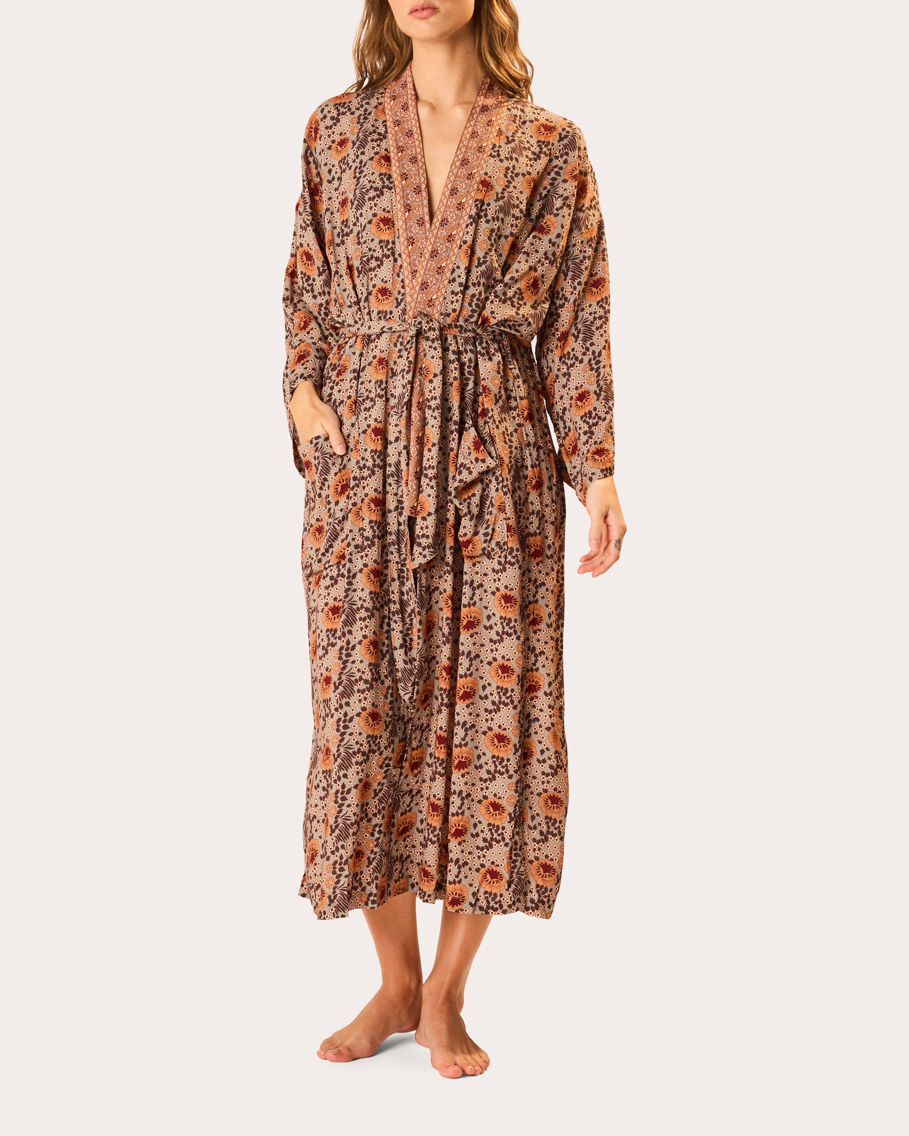 Natalie Martin Valerie Floral V-Neck Midi Dress - Multicolor