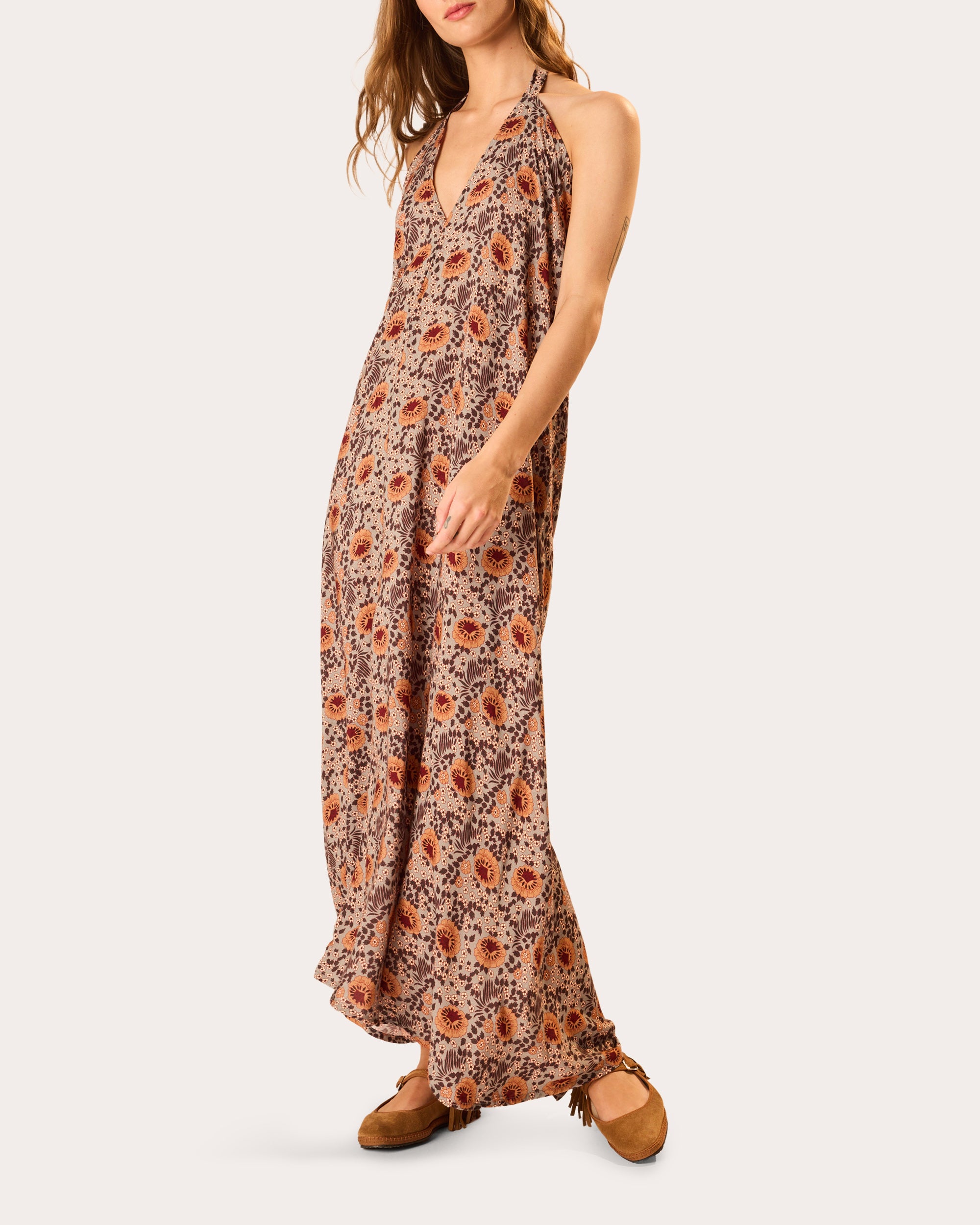 Natalie Martin Lola Floral Halter Maxi Dress Size Medium