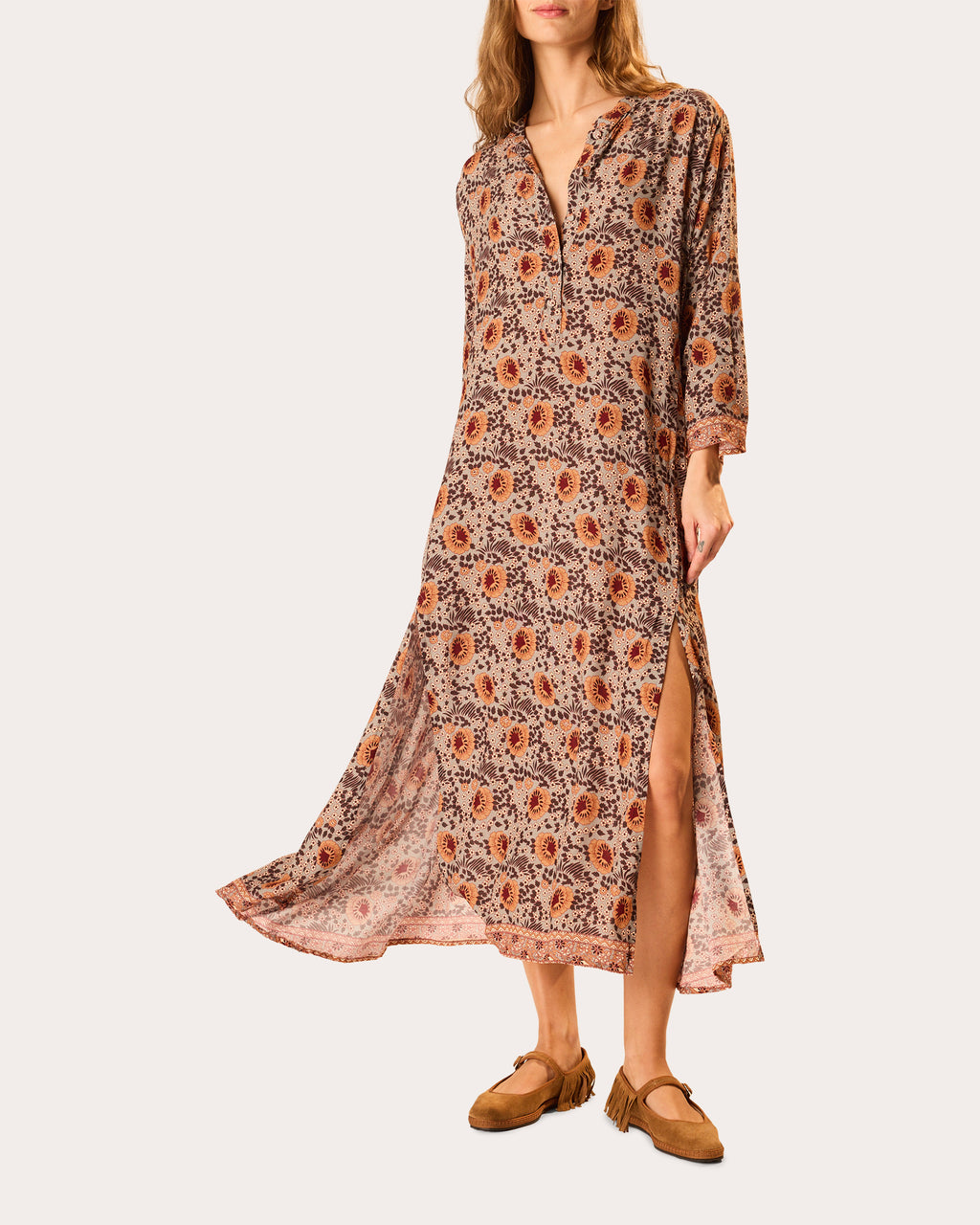 Natalie Martin Isobel Floral Kaftan Midi Dress