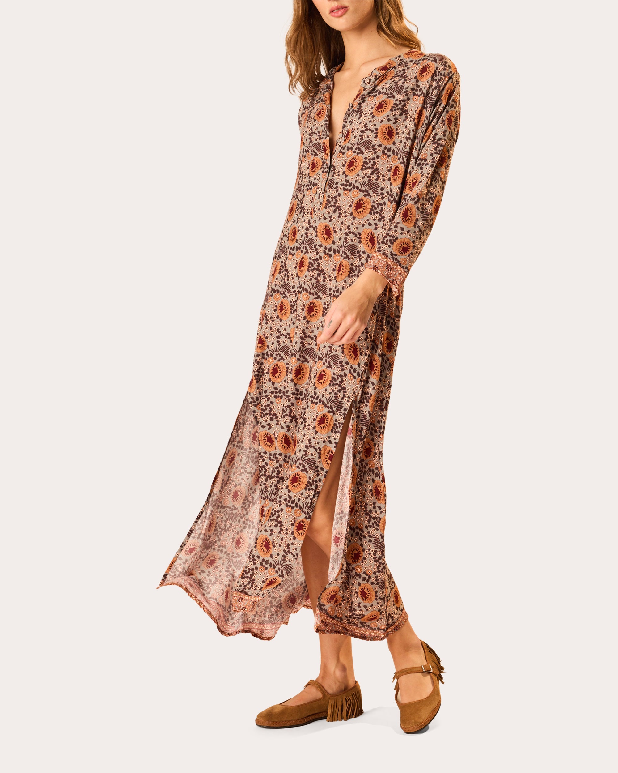Natalie Martin Isobel Floral Kaftan Midi Dress