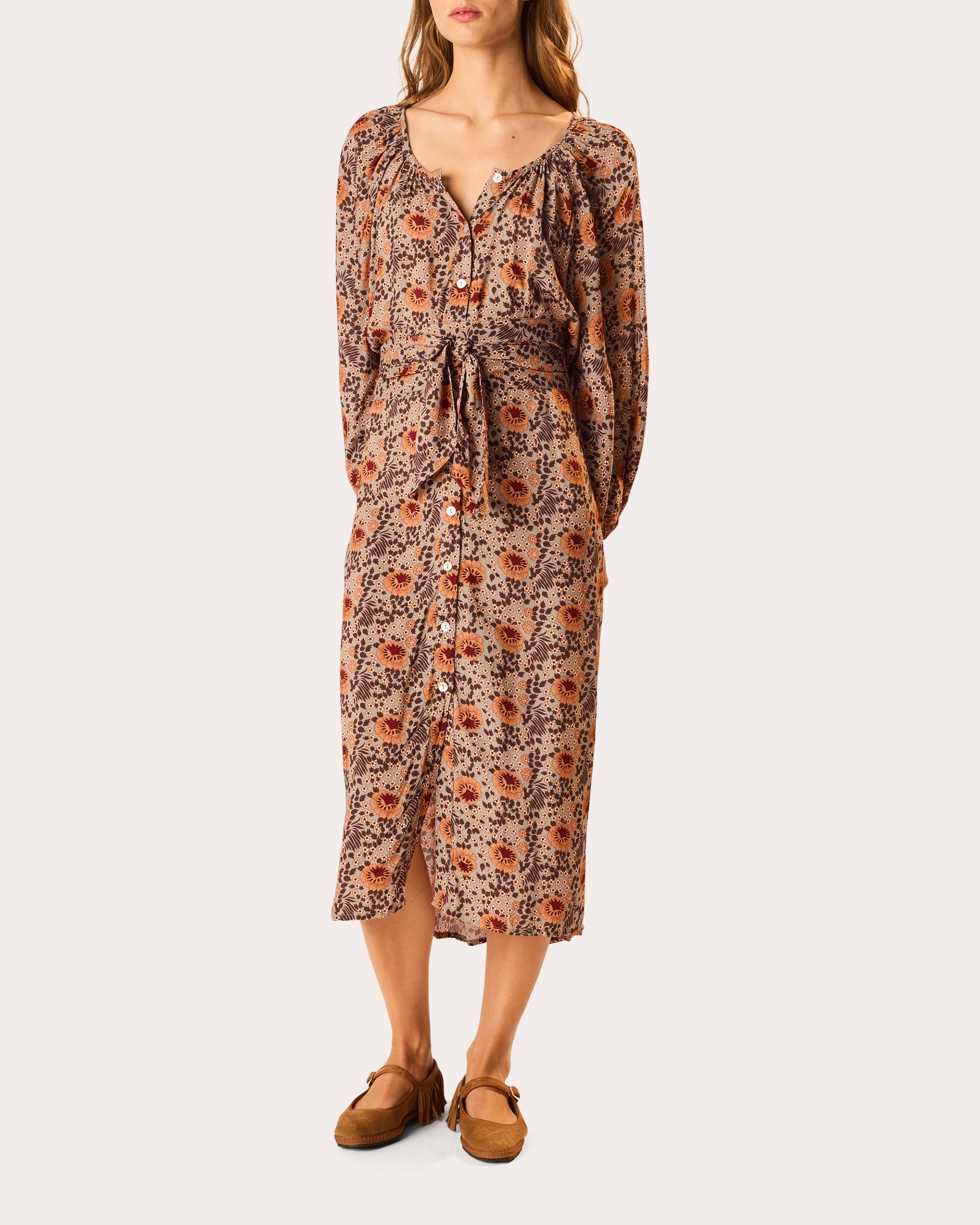 Natalie Martin Valerie Floral V-Neck Midi Dress