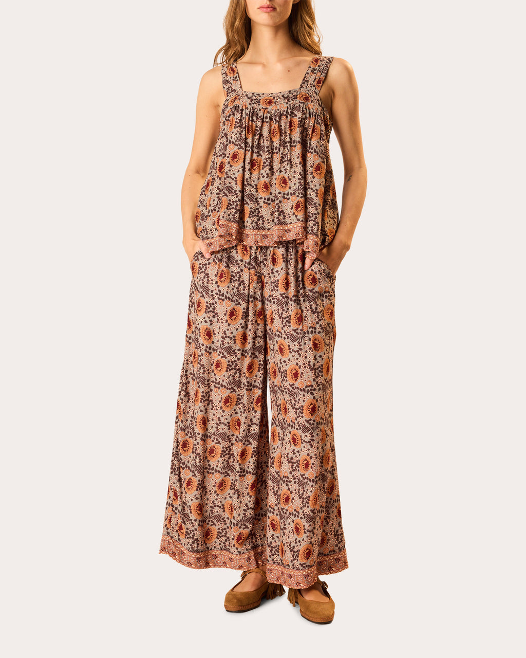 Jasmine Floral Pintucked Tank Top