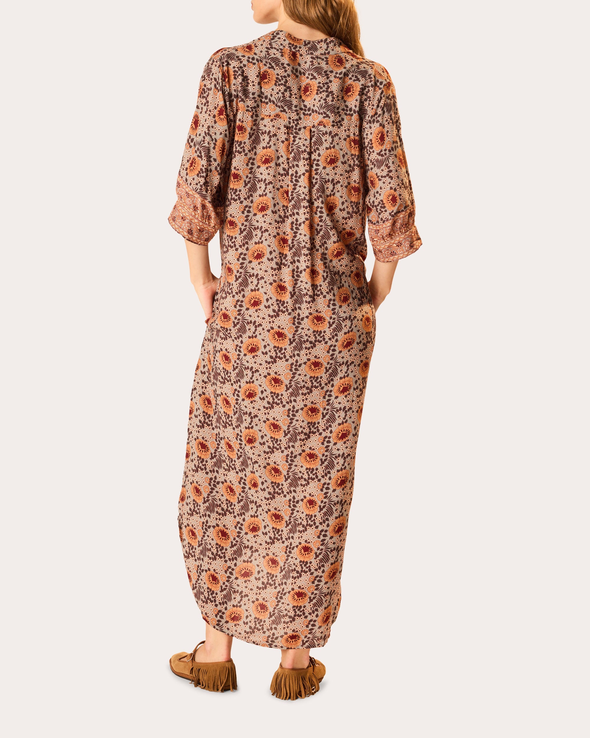 Natalie Martin Lulu Floral Three-Quarter Sleeve Midi Dress Size XS