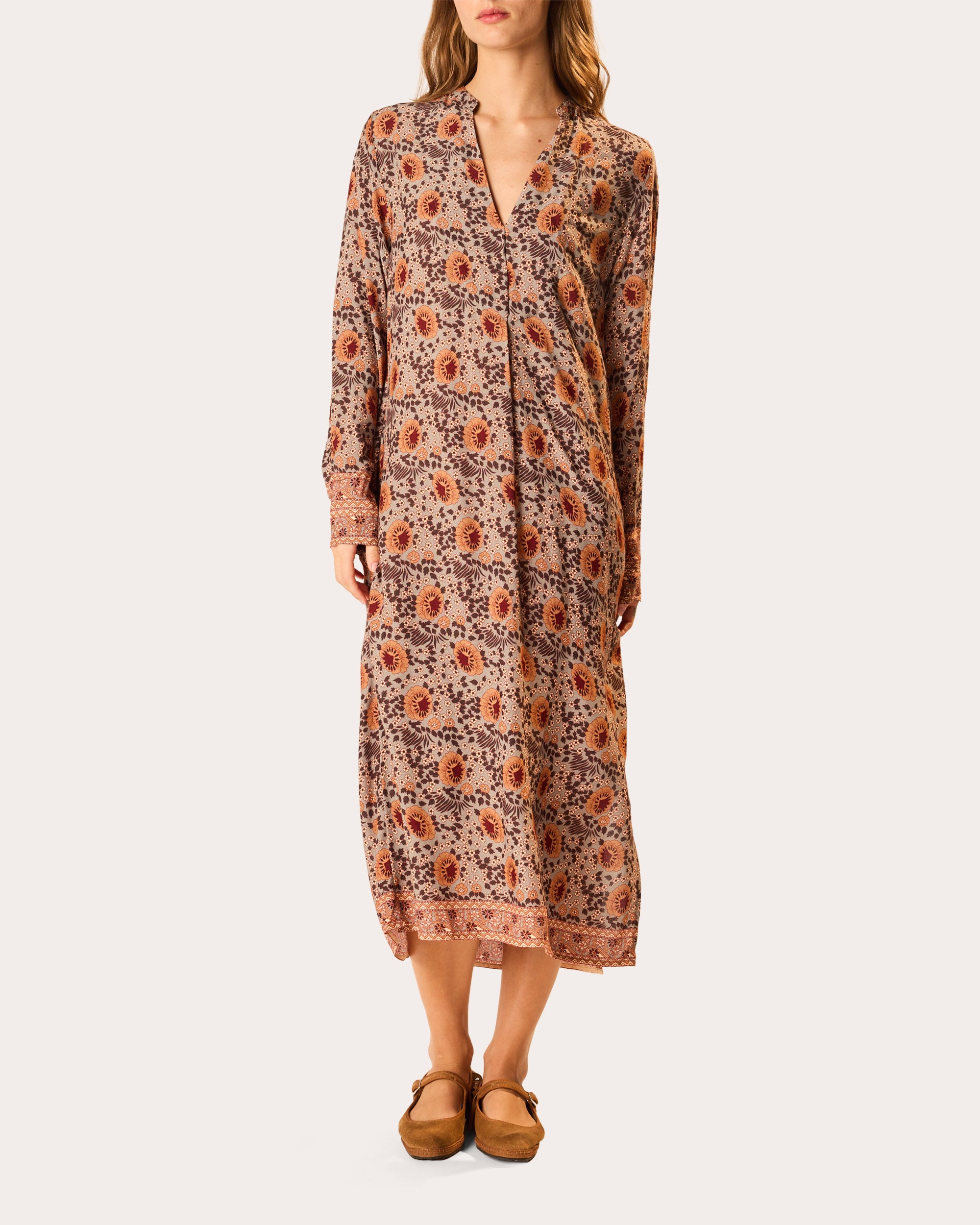 Natalie Martin Valerie Floral V-Neck Midi Dress - Multicolor