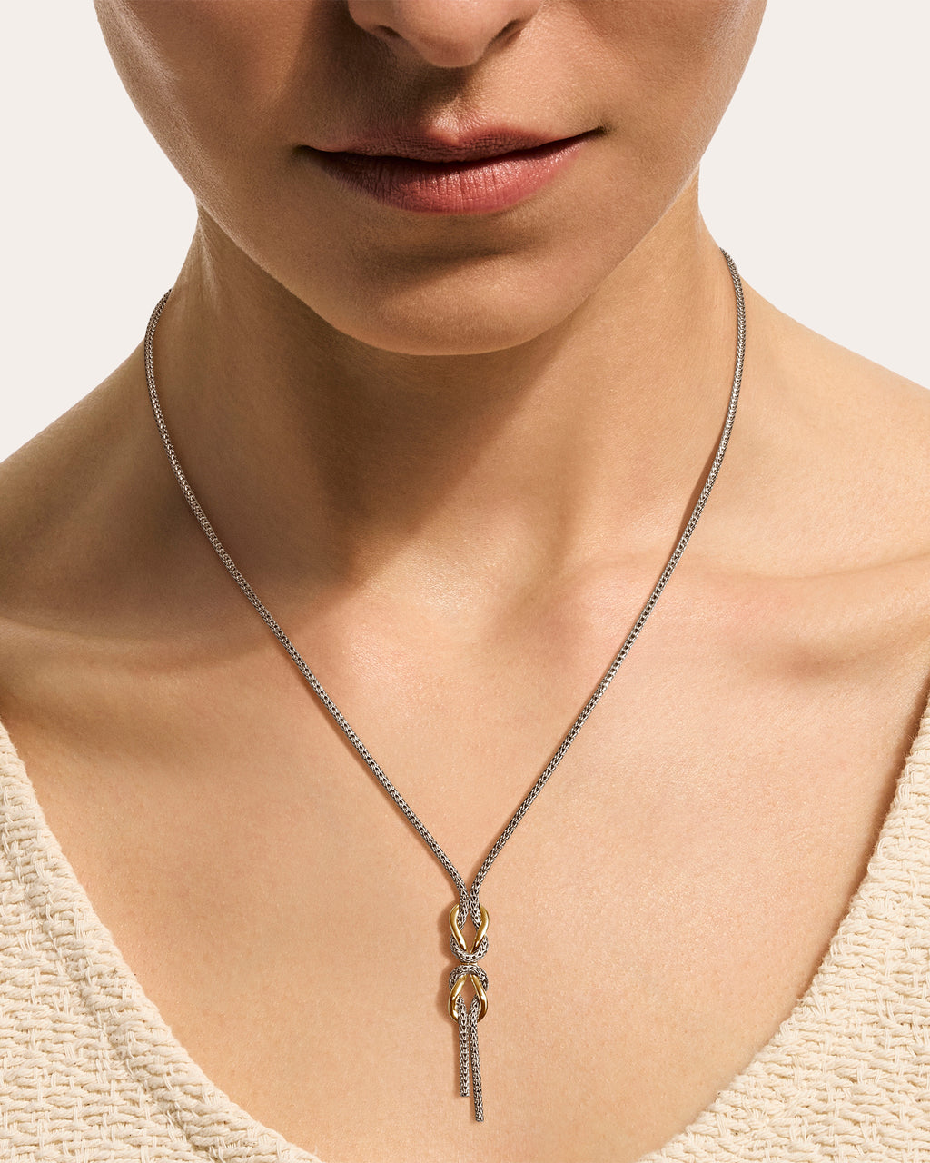 Two-Tone Infinite Love Knot Necklace