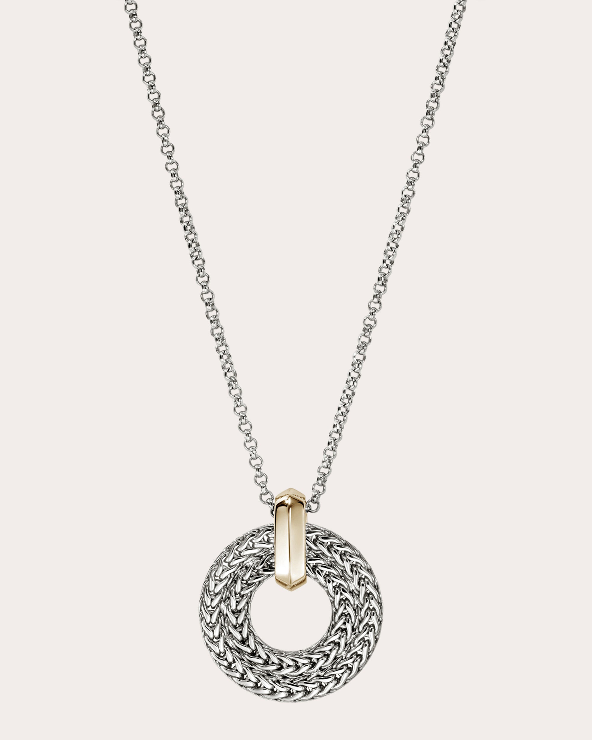 Two-Tone Icon Link Pendant Necklace