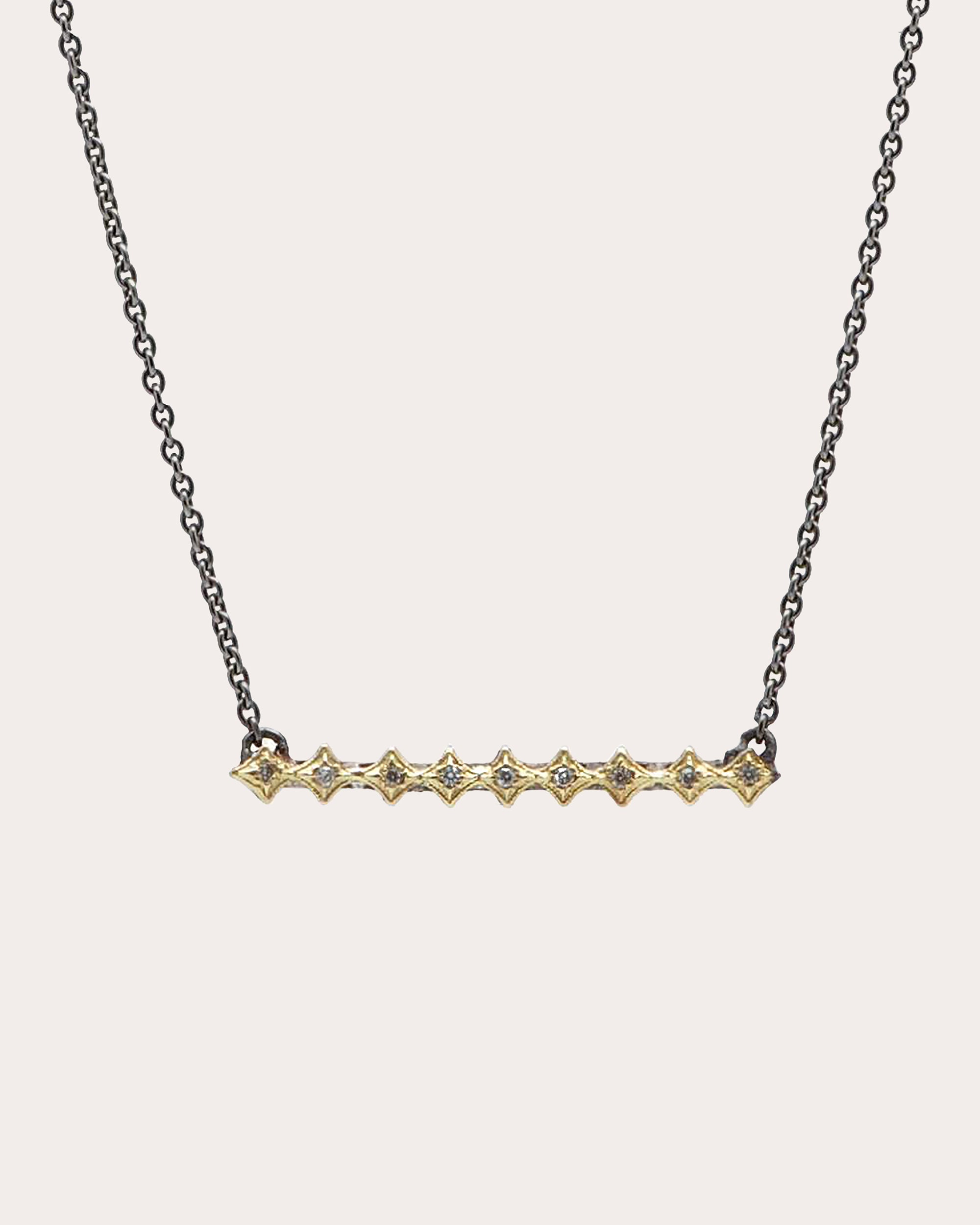 18K Gold Blackened Sterling Silver and Diamond Crivelli Necklace