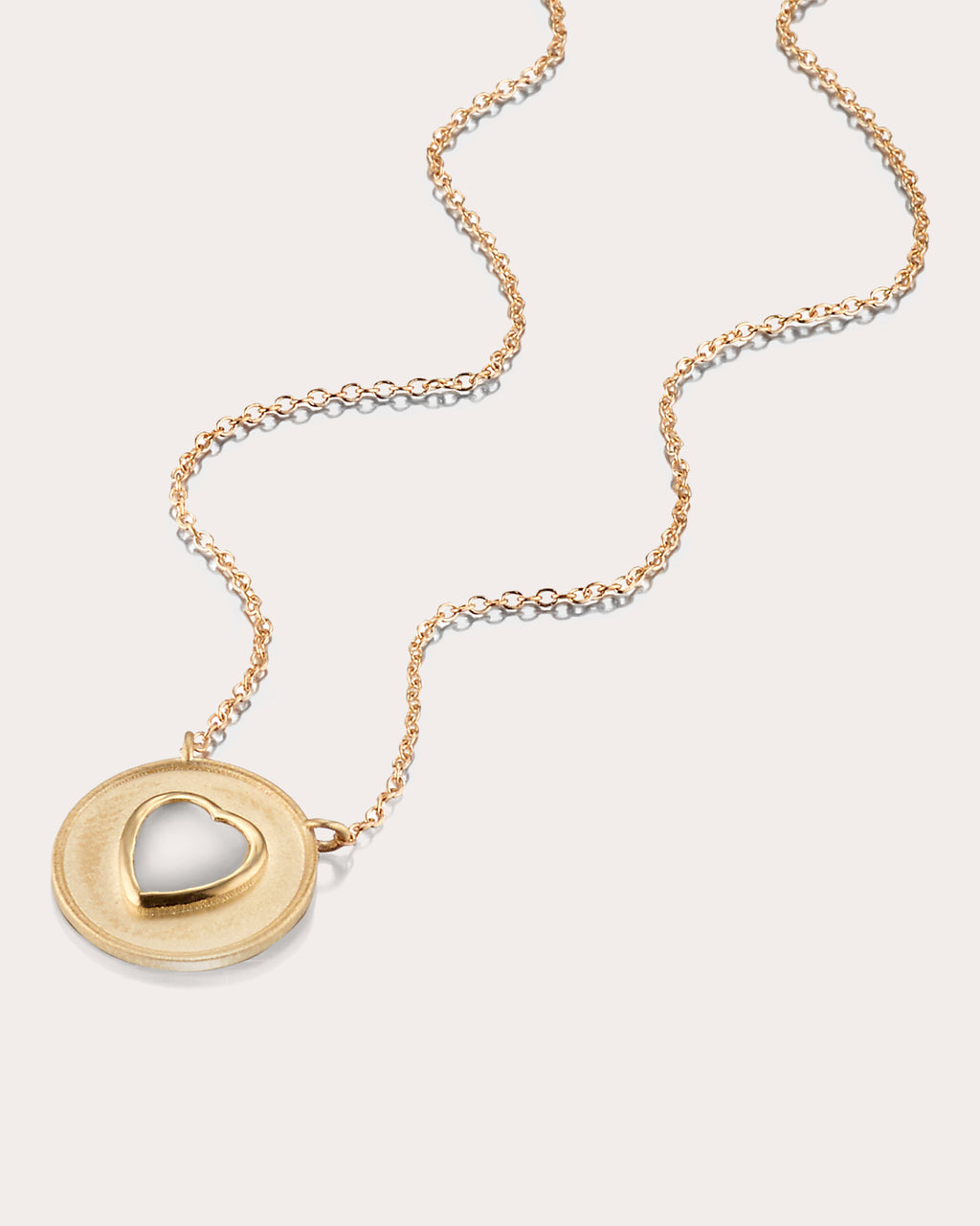 18K Gold Mother-of-Pearl Heart Pendant Necklace