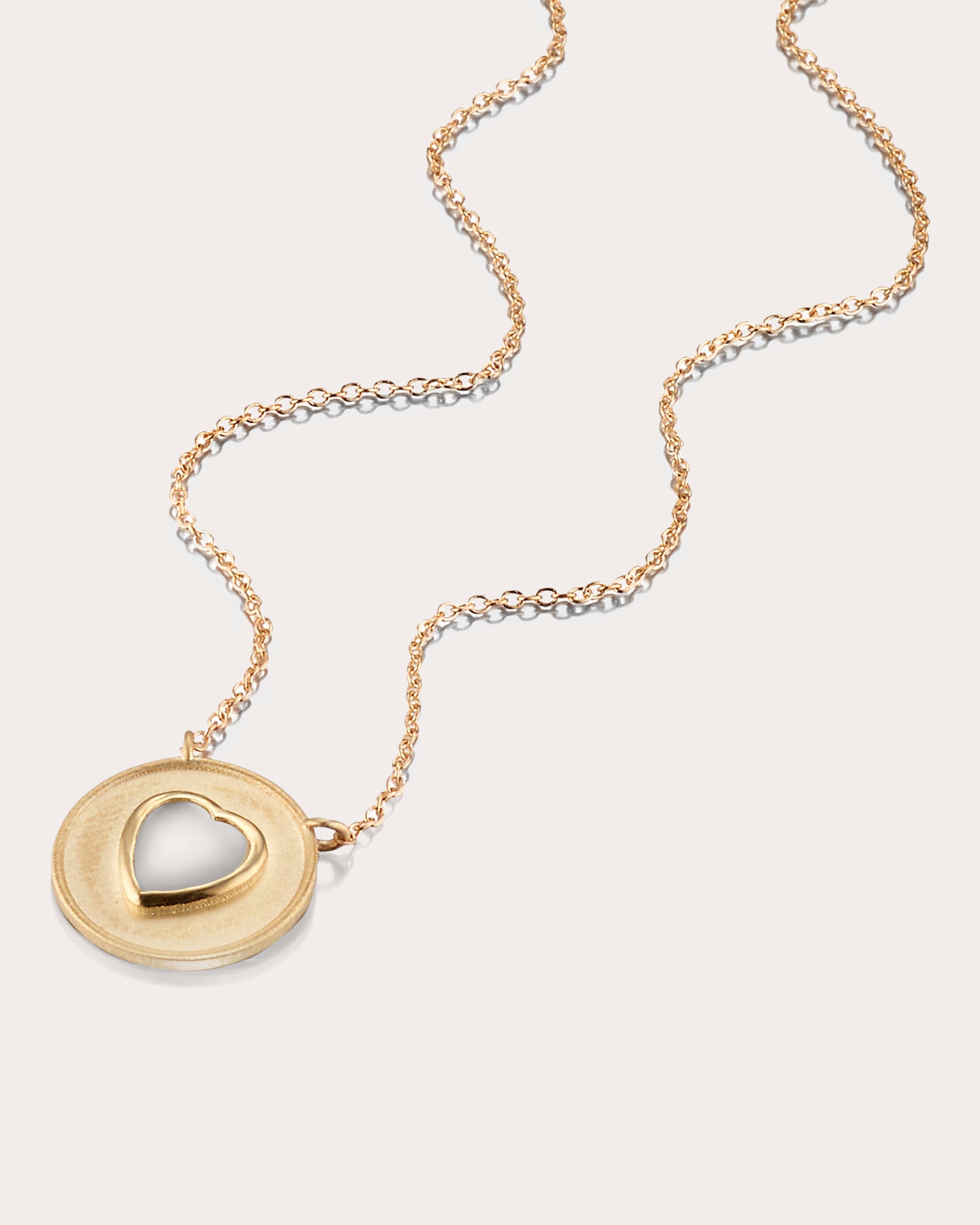18K Gold Mother-of-Pearl Heart Pendant Necklace