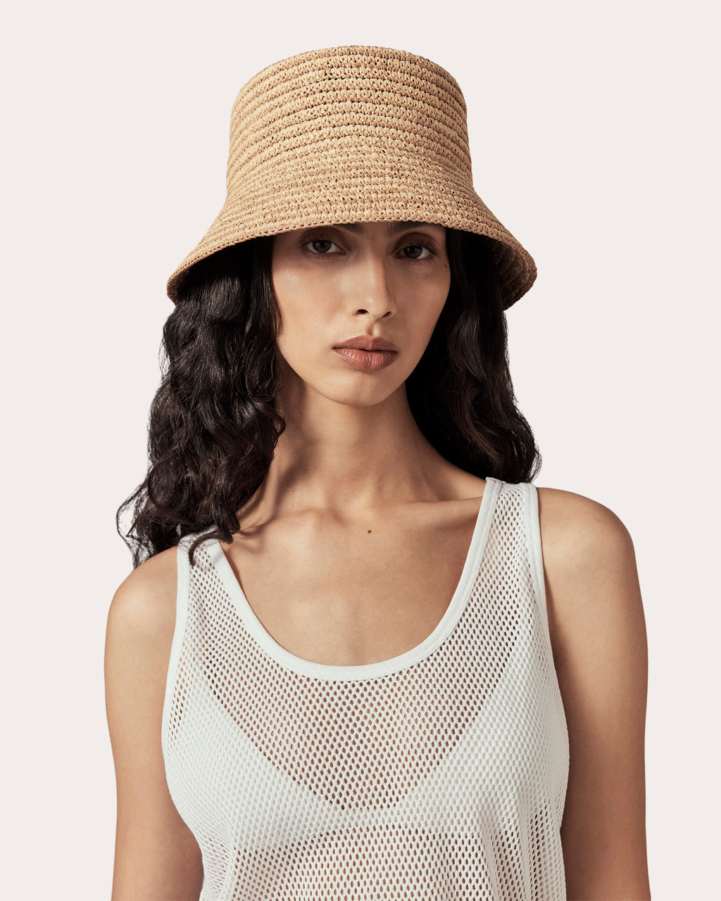 Nala Stripe Crocheted Raffia Bucket Hat