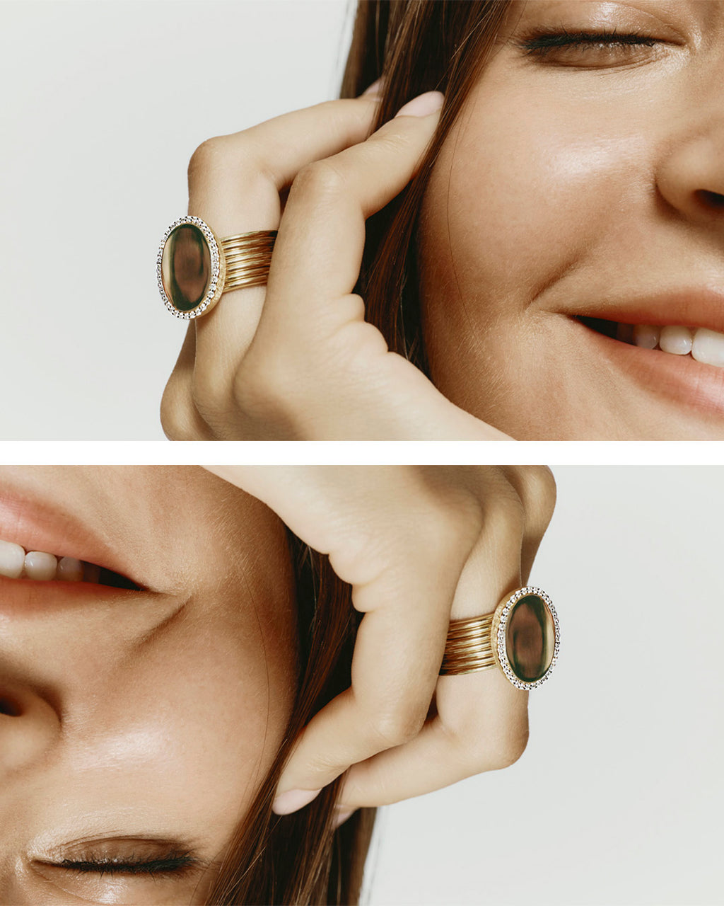 Diamond Halo Large Seven-Band Sway Ring