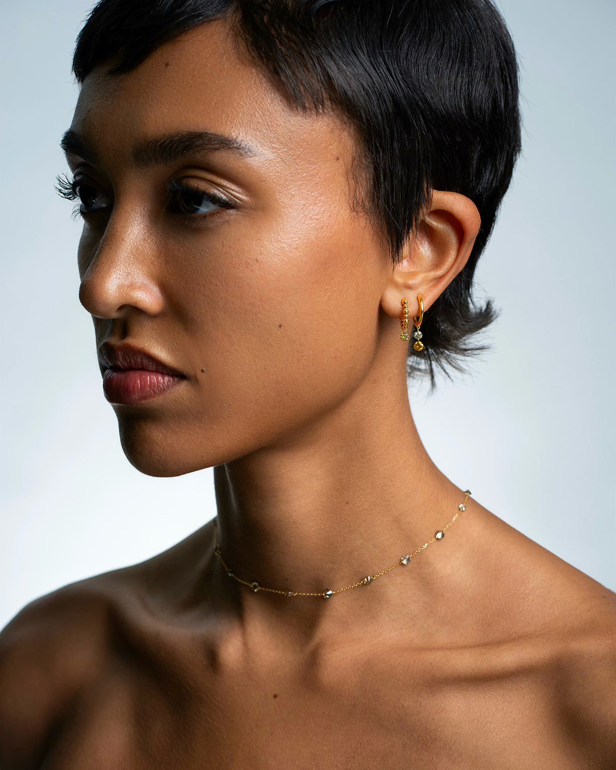Colored Diamond Dusk & Dawn Beaded Hoop Earrings