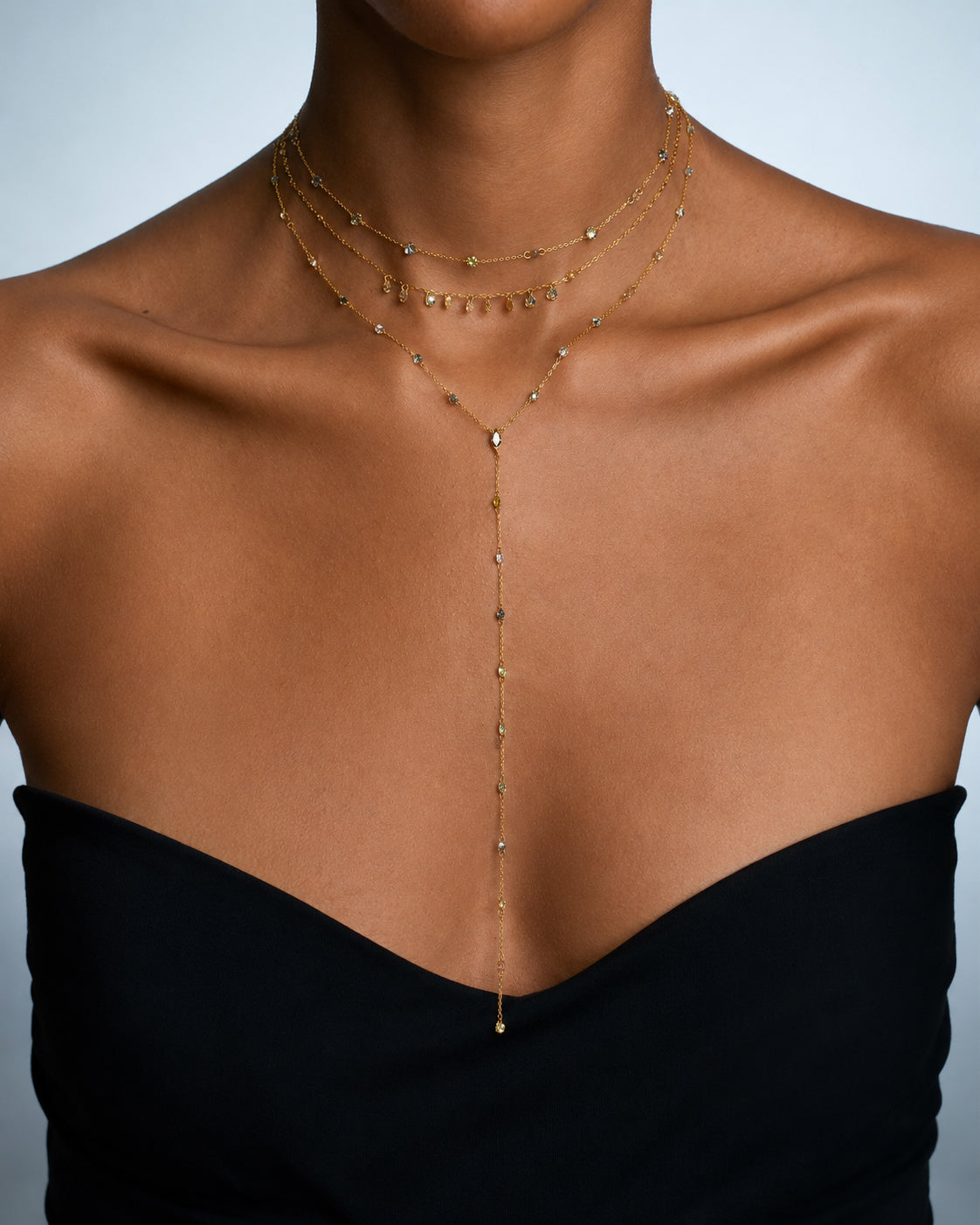 Colored Diamond Petite Drilled Drop Necklace