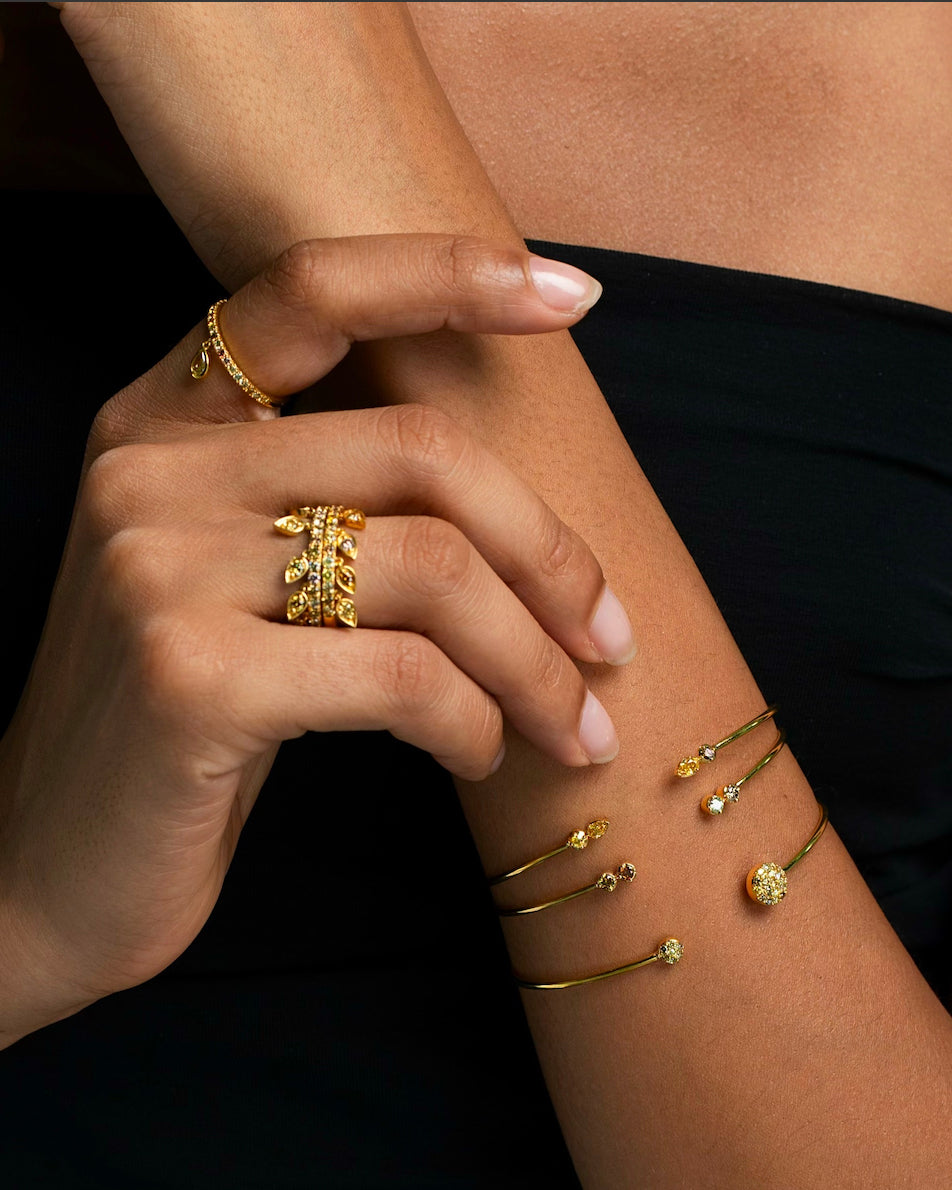 Colored Diamond Comet Flexi Cuff Bracelet