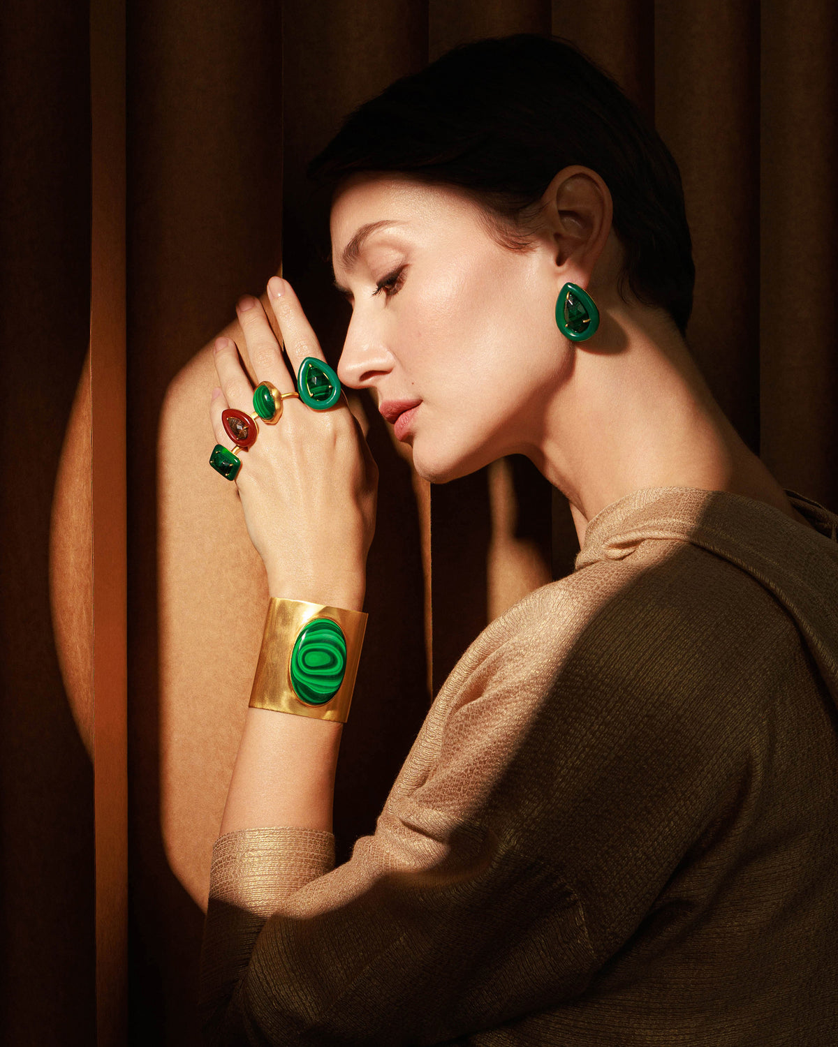 Green Onyx & Malachite Nature Cuff