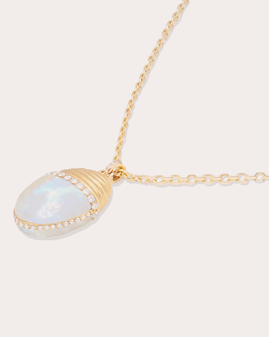 Moonstone & Diamond Found Cap Large Pendant Necklace