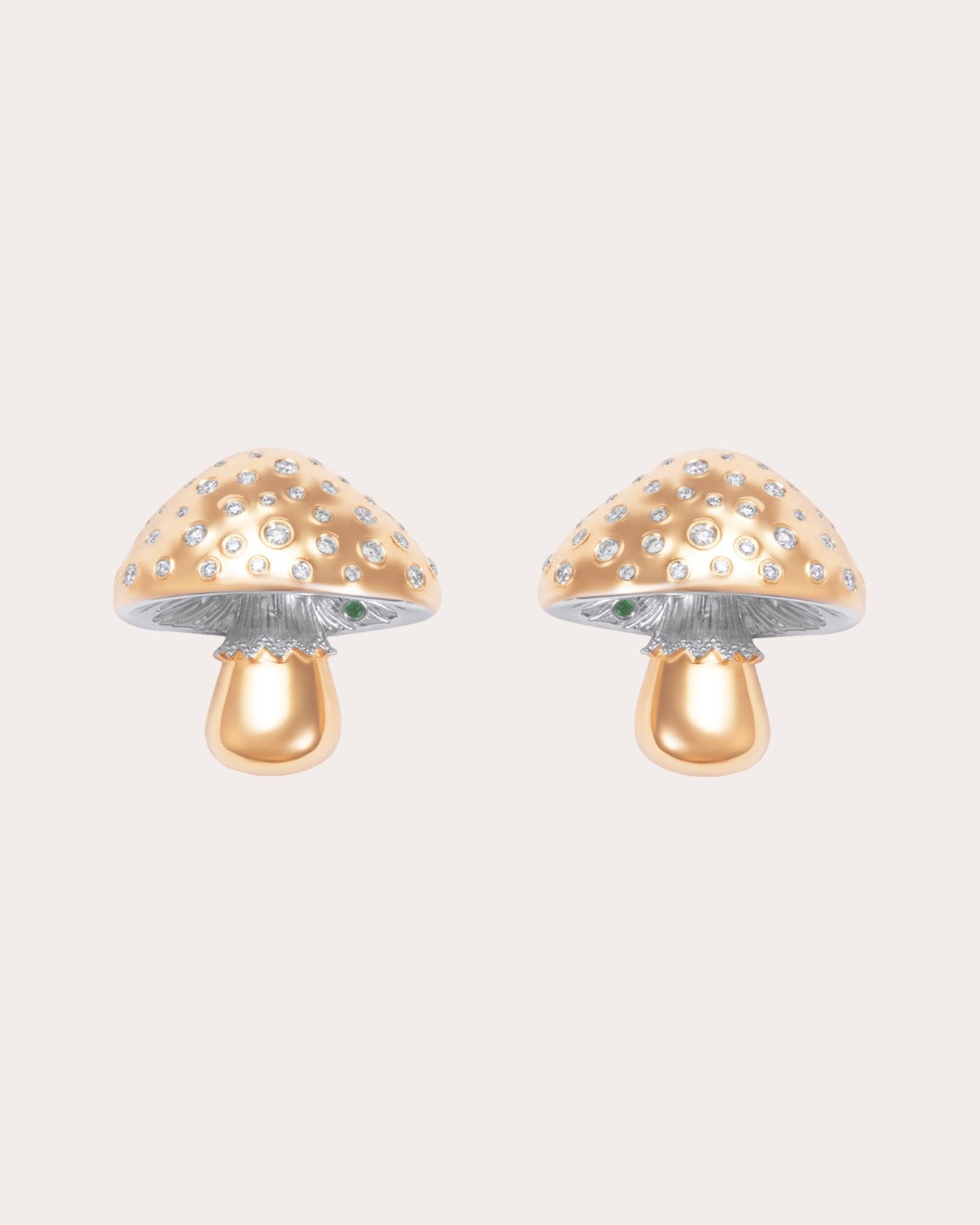 Diamond Mini Mycelium Funghi Stud Earrings
