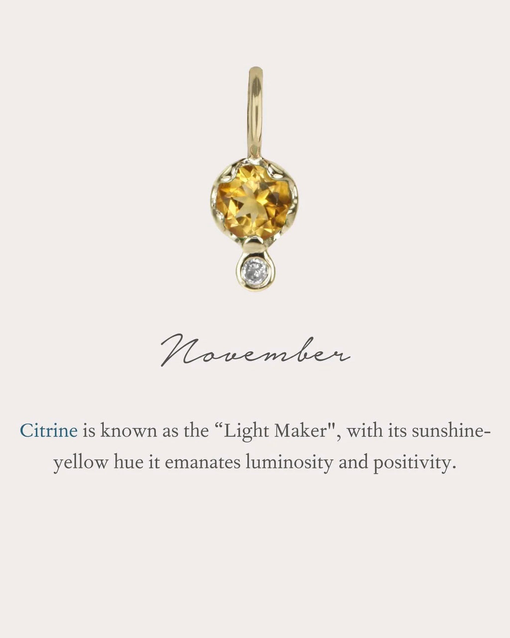 Citrine & Diamond Birthstone Amulet