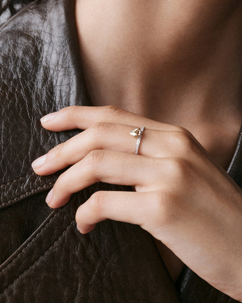 Diamond Heart Knocker Ring