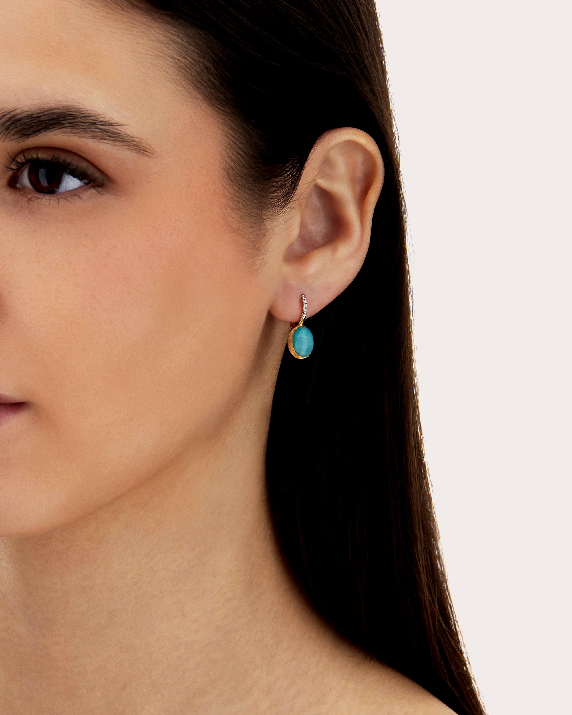 Amazonite & Diamond 18k Gold Small Anice Drop Earrings