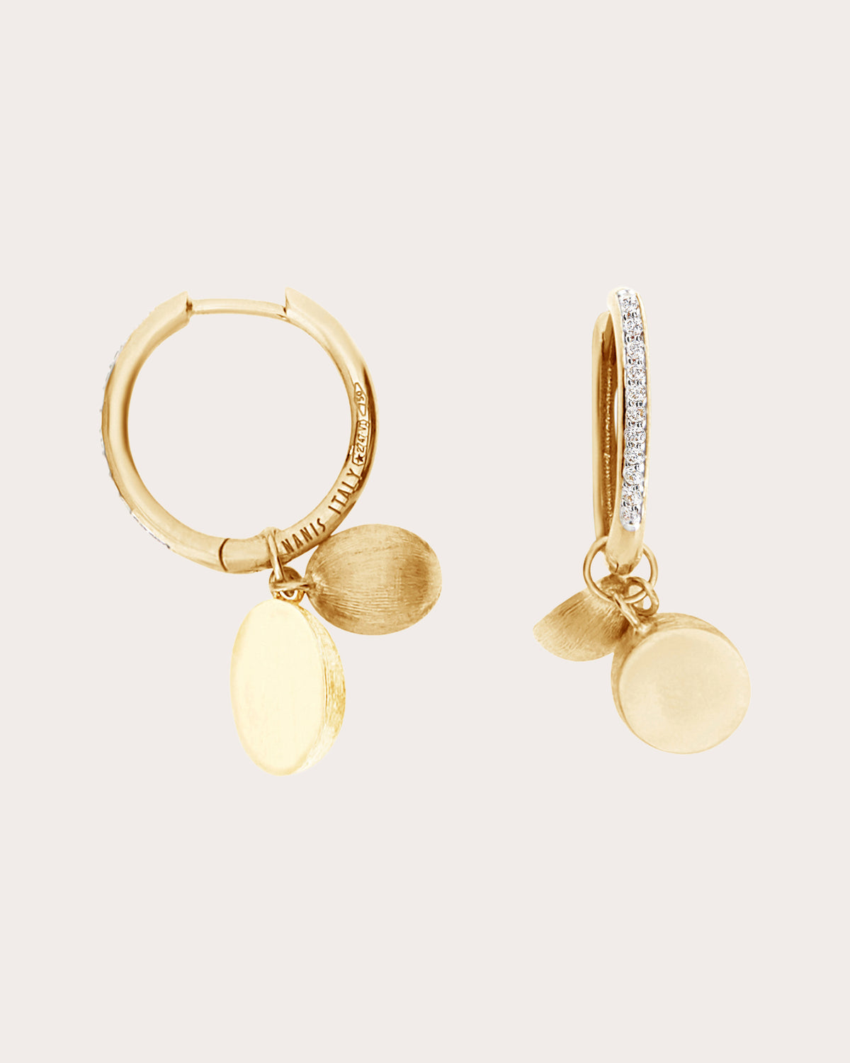 Diamond Boule Charm Sway Hoop Earrings