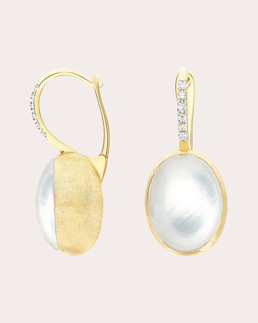 Diamond & Mother of Pearl 18k Gold Medium Ciliegine Drop Earrings