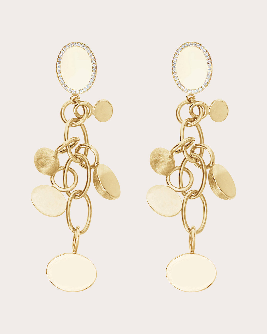 Diamond Suspended Boule Sway Drop Earrings