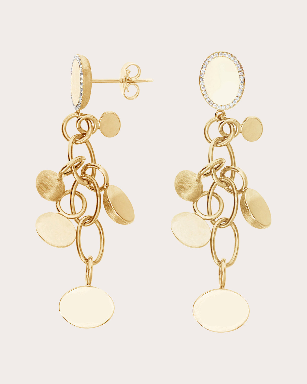 Diamond Suspended Boule Sway Drop Earrings