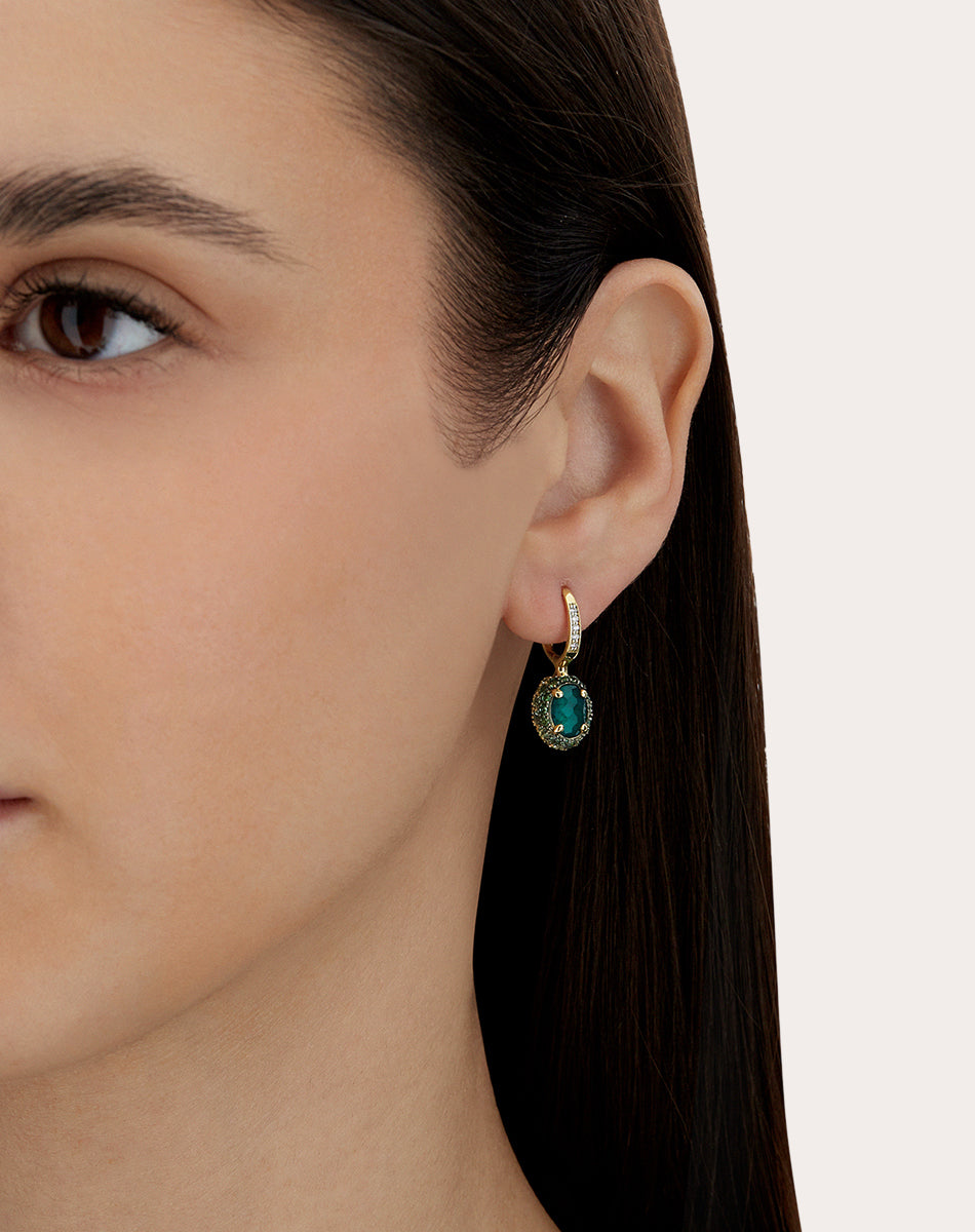 Labradorite & Amethyst 18k Gold Reverse Ciliegine Drop Earrings