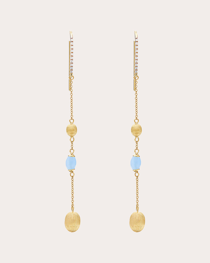Diamond & Aquamarine 18k Gold Azure Drop Earrings