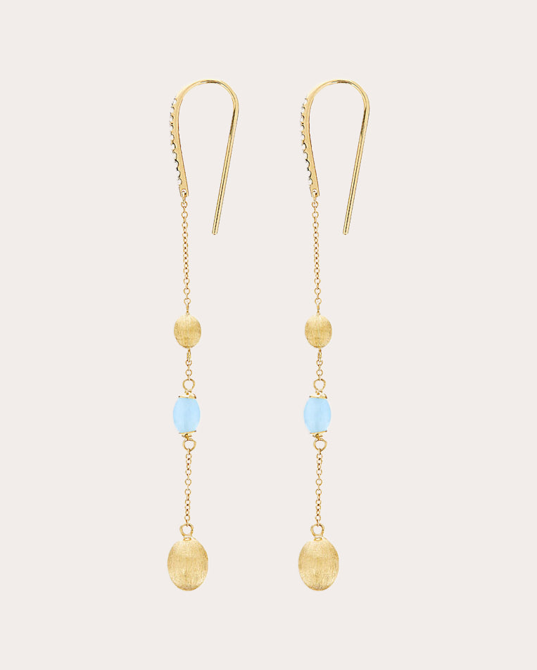 Diamond & Aquamarine 18k Gold Azure Drop Earrings