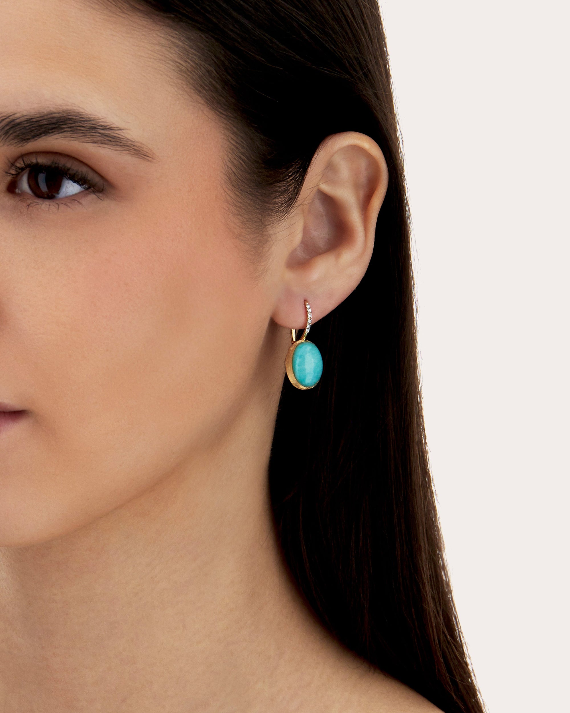 Amazonite & Diamond 18k Gold Medium Anice Drop Earrings