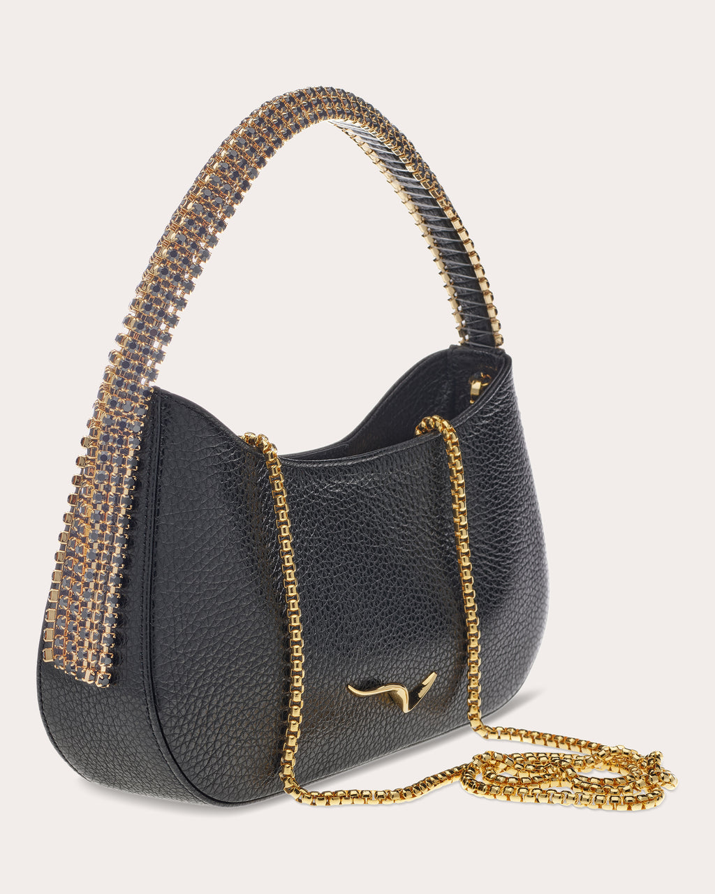 Koda Crystal-Embellished Grained-Leather Shoulder Bag