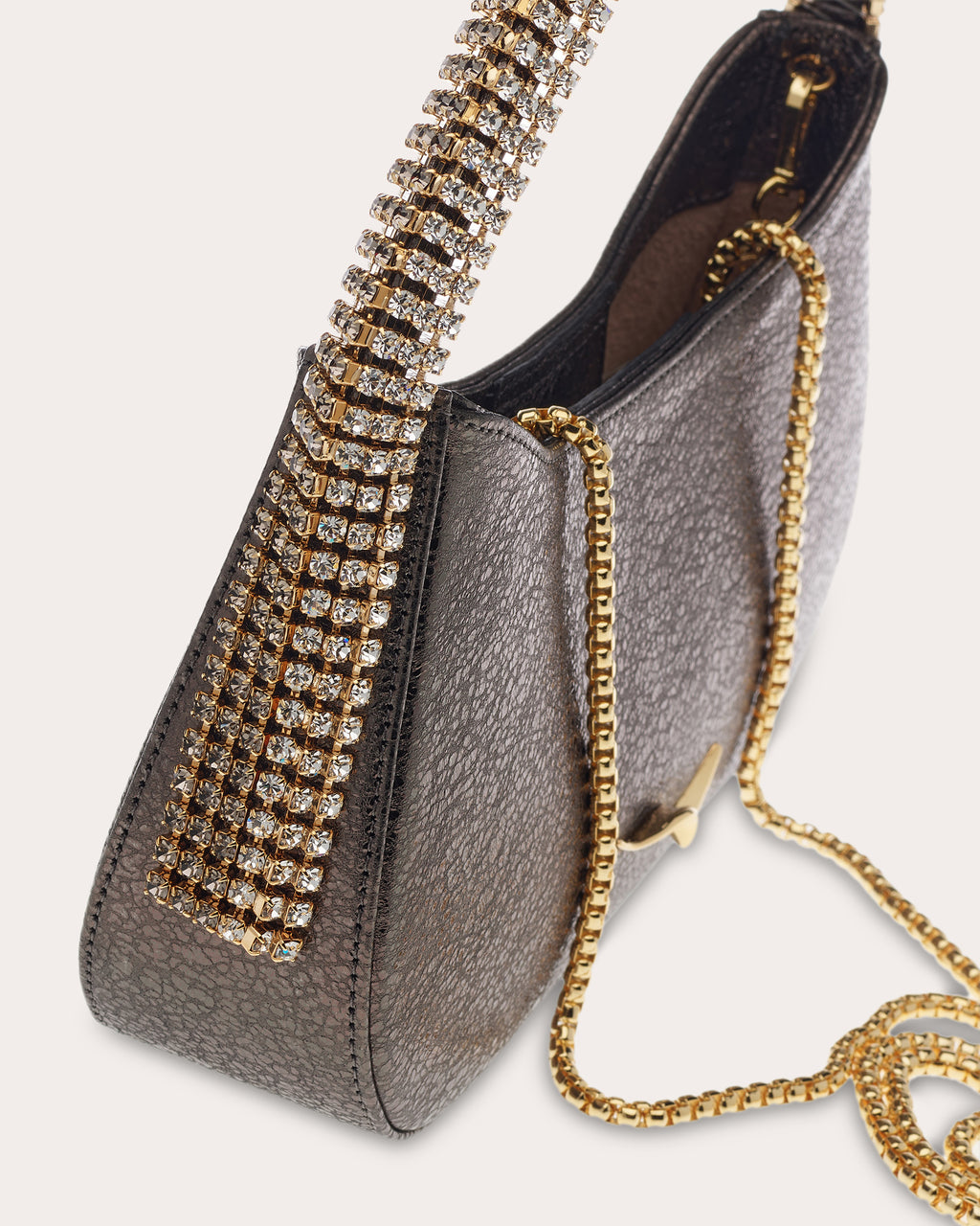 Koda Crystal-Embellished Metallic-Leather Shoulder Bag