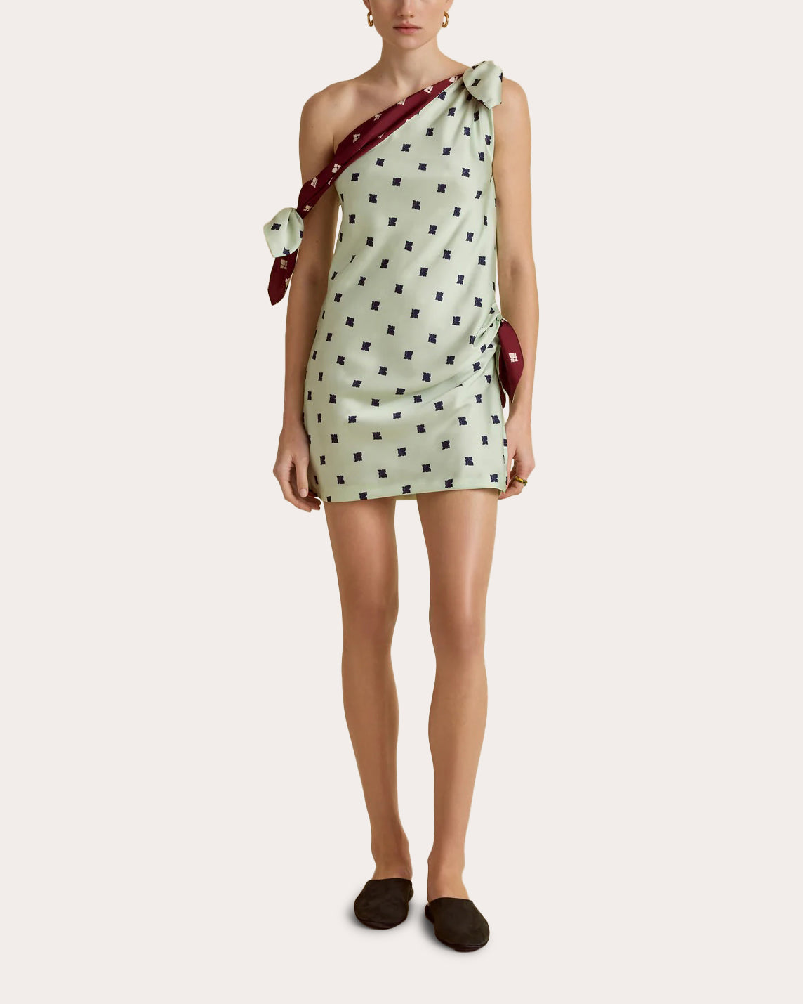 Floral Satin Twill Tied Asymmetric Mini Dress
